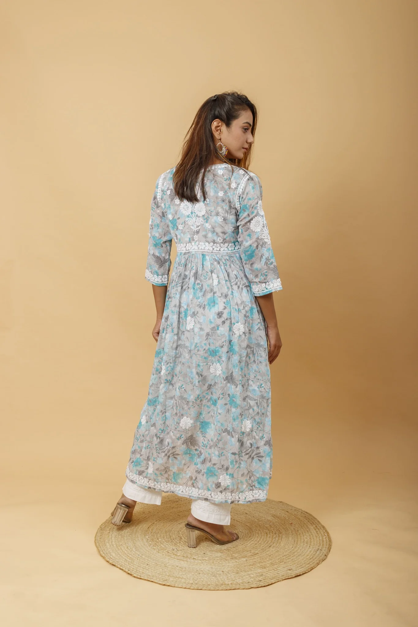 Arsh Handcrafted Pure MulMul Cotton Printed Gown Dress - Image 2