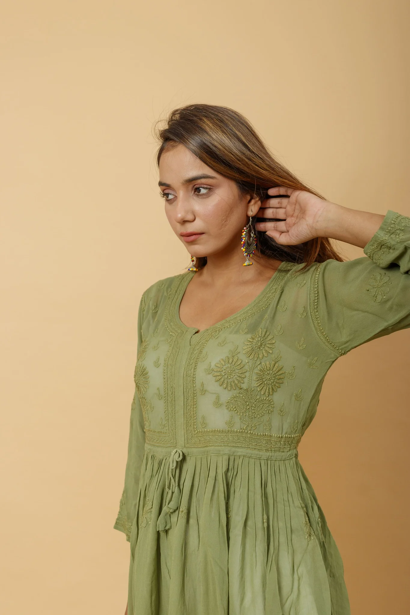 Arsh Handcrafted Fancy Dyed Pure Visose Georgette Gown - Image 3