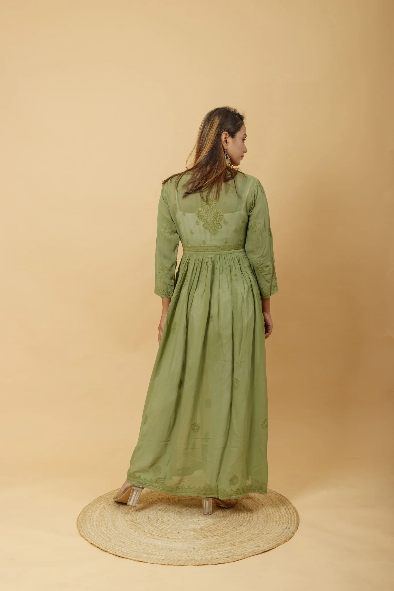 Arsh Handcrafted Fancy Dyed Pure Visose Georgette Gown - Image 4
