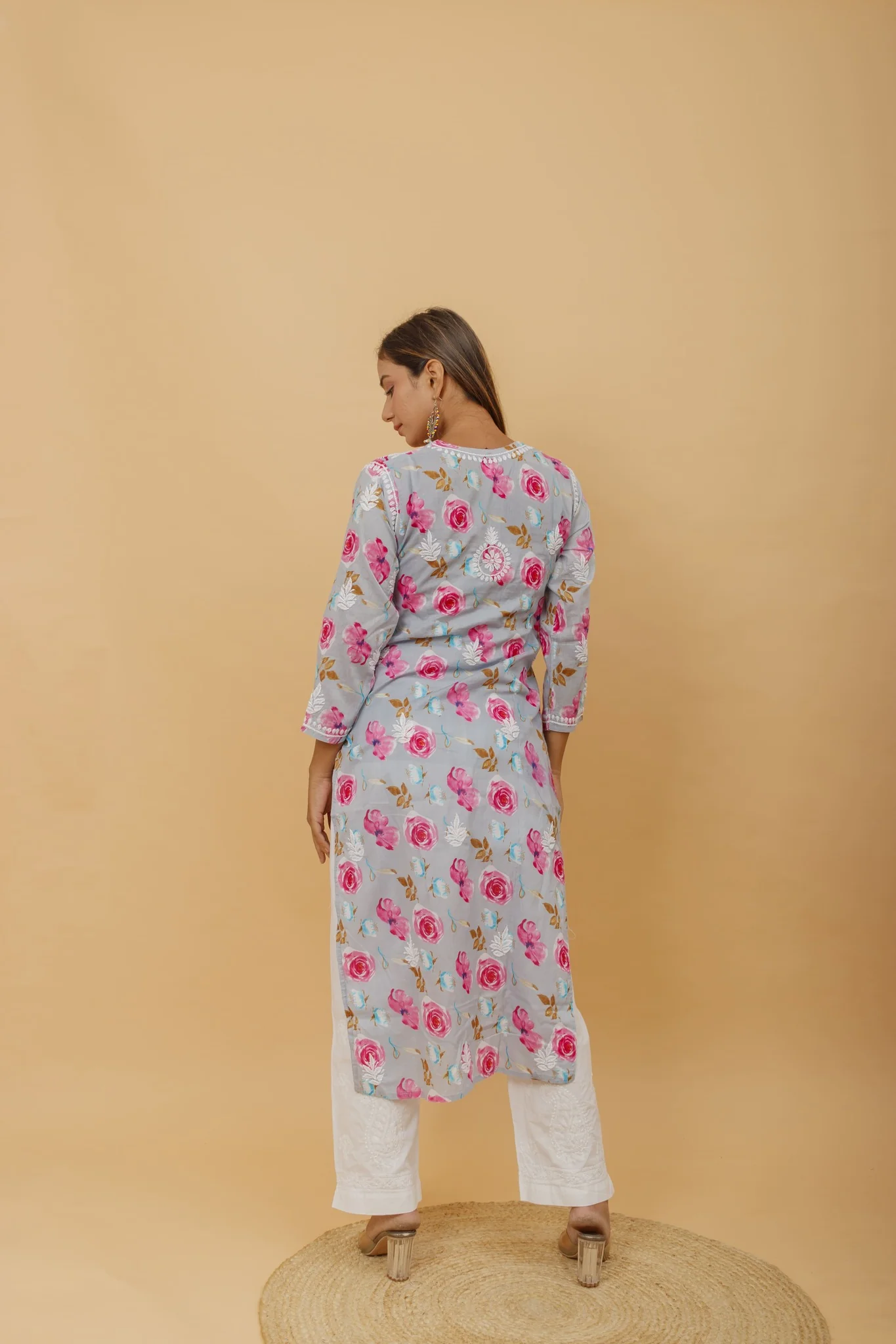 Arsh Handcrafted MulMul Cotton Printed Chikankari Kurti - Image 2