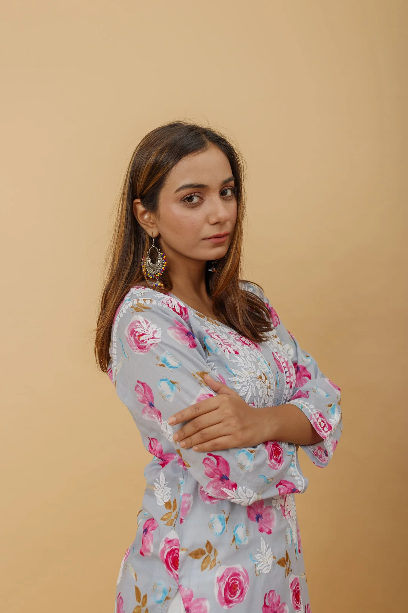 Arsh Handcrafted MulMul Cotton Printed Chikankari Kurti - Image 5