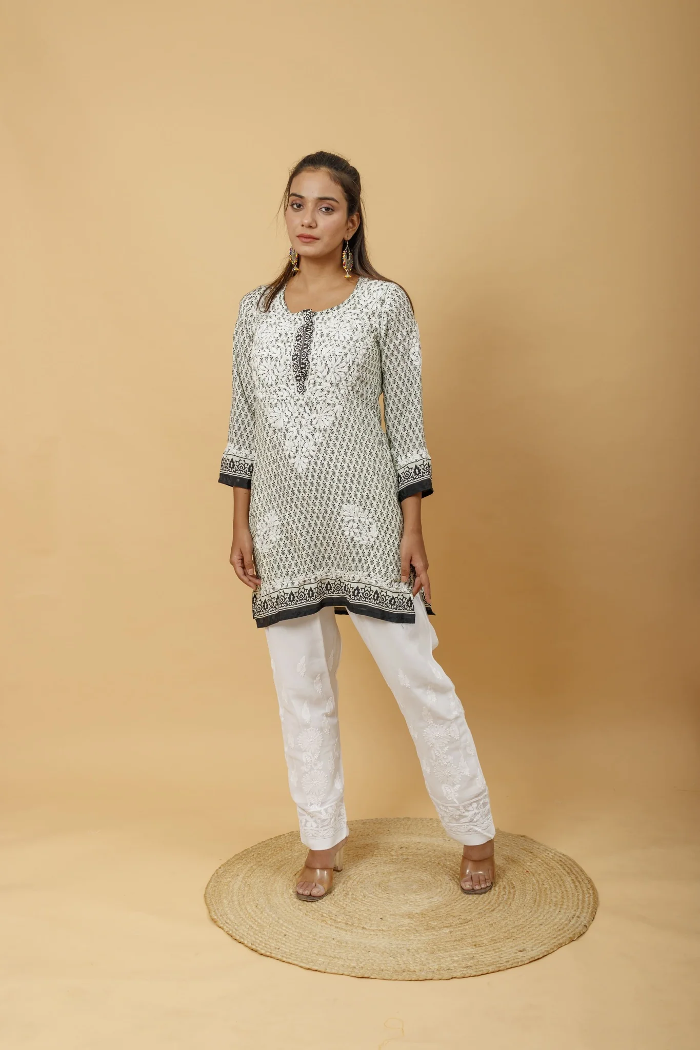Arsh Handcrafted Printed Pure Crepe Short Top - Image 3