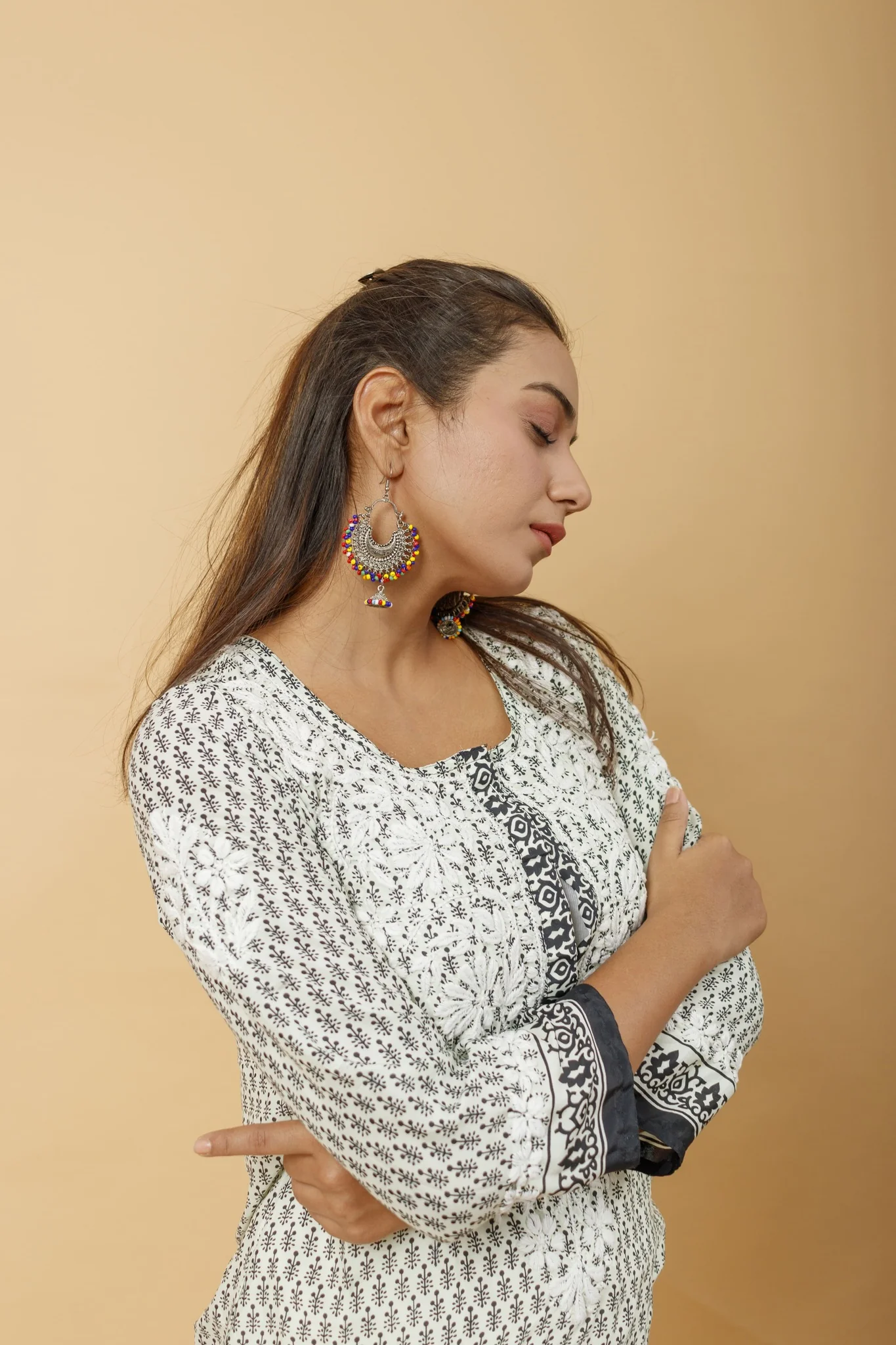 Arsh Handcrafted Printed Pure Crepe Short Top - Image 5