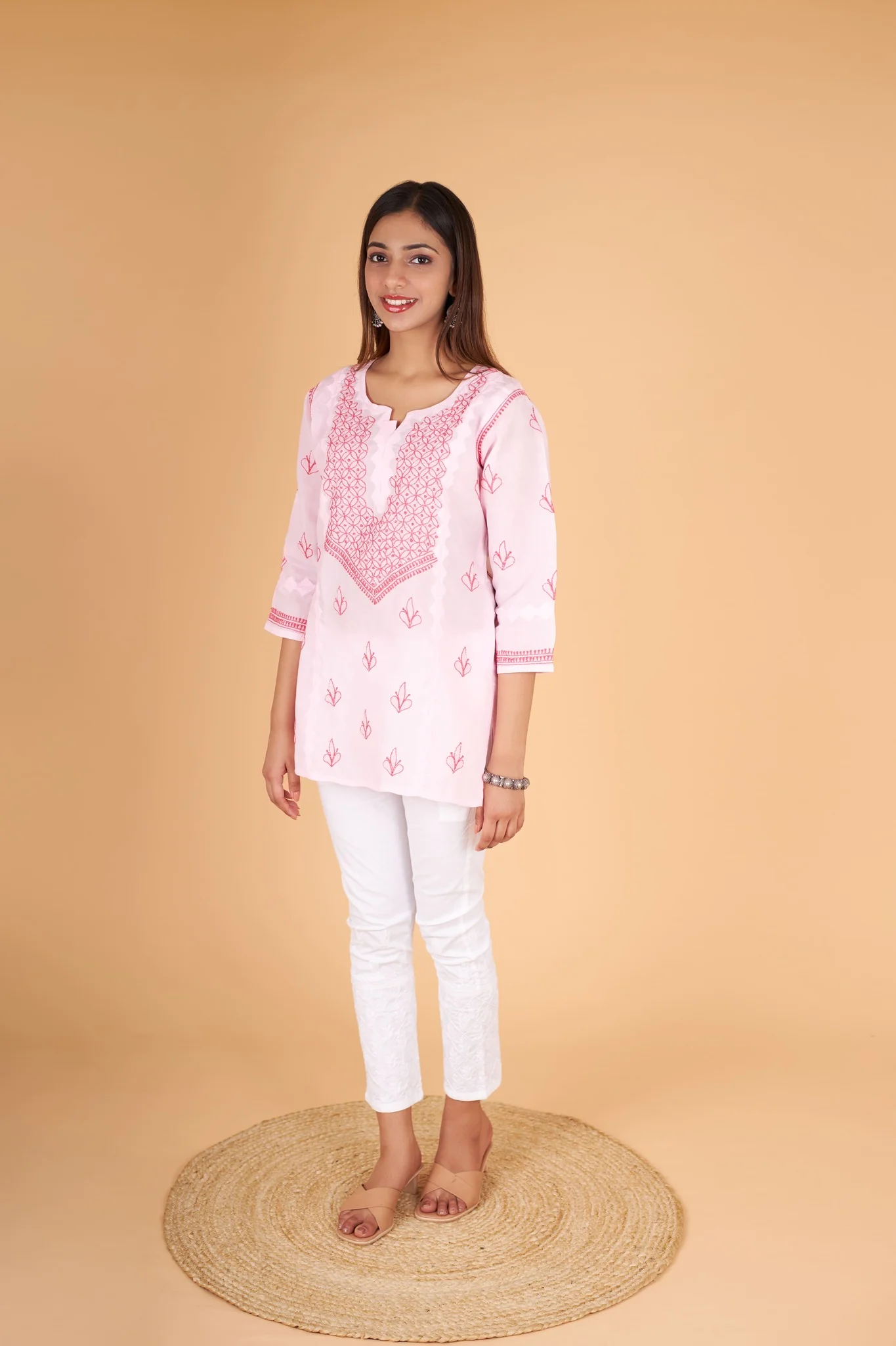 Arsh Handcrafted Pink Pure Cotton Short Top - Image 5