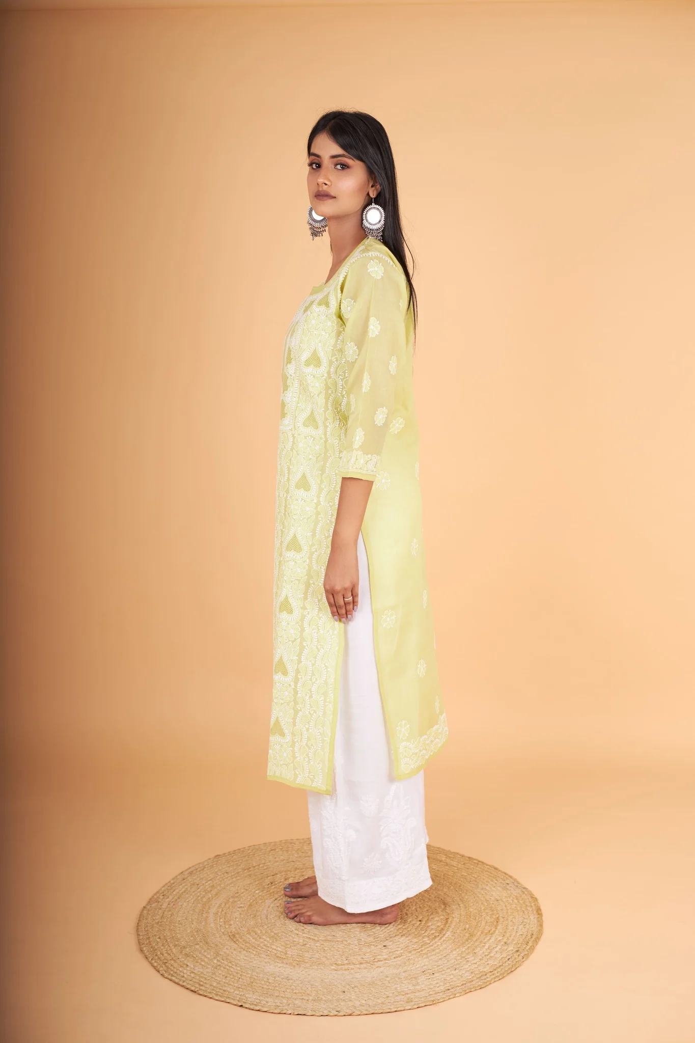 Arsh Handcrafted Mehendi Green Front Jaal with hanmade Jaali Kurti - Image 5