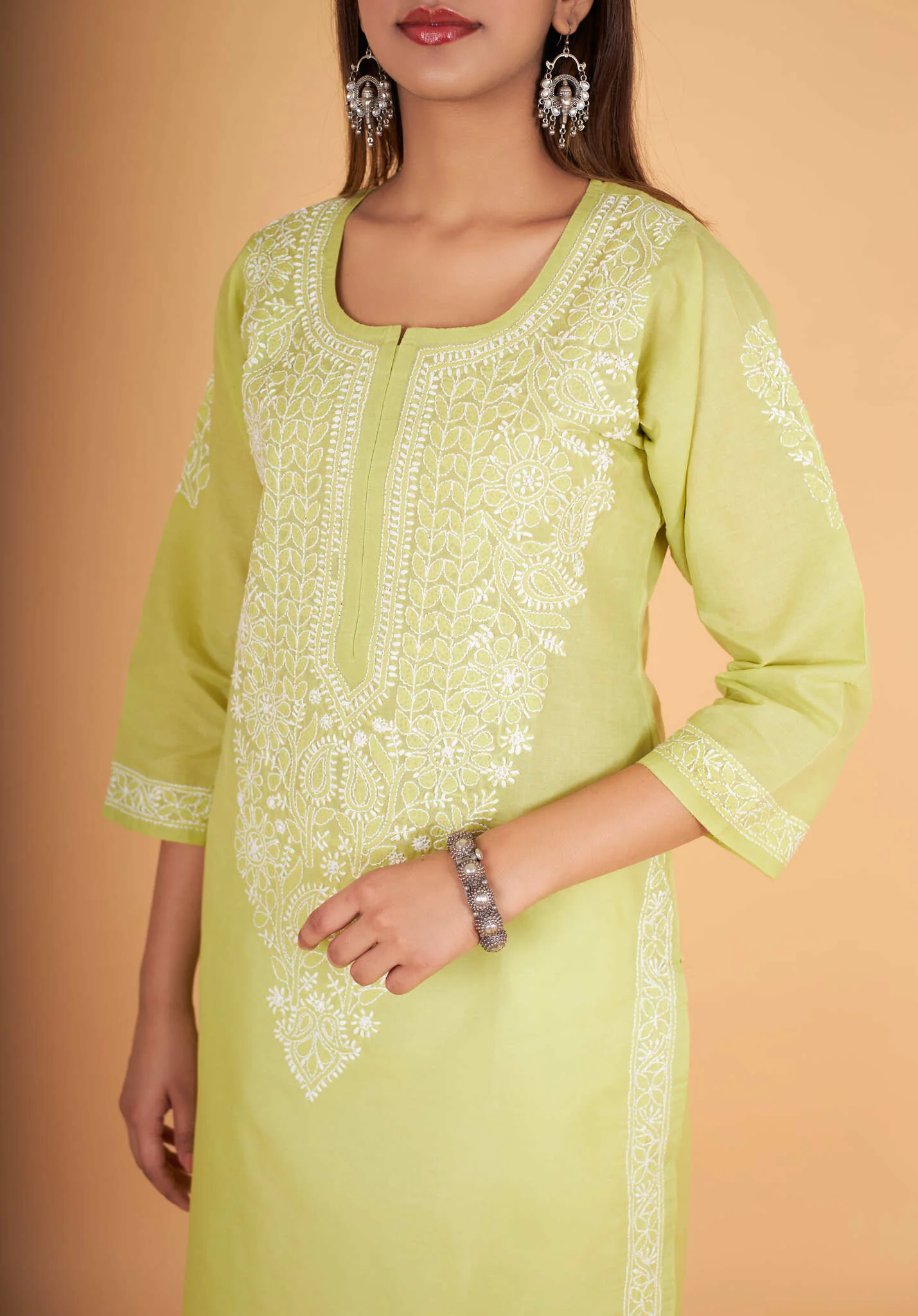 Arsh Handcrafted Pure Cotton Kashmiri Gala Kurti - Image 5