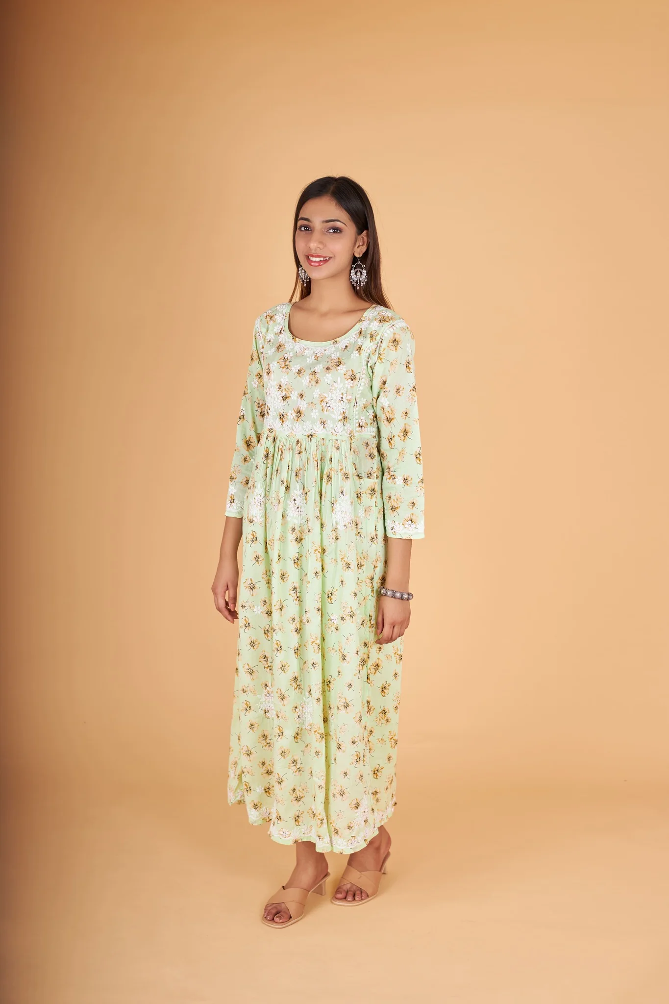 Arsh Handcrafted MulMul Cotton Printed Gown Dress - Image 3