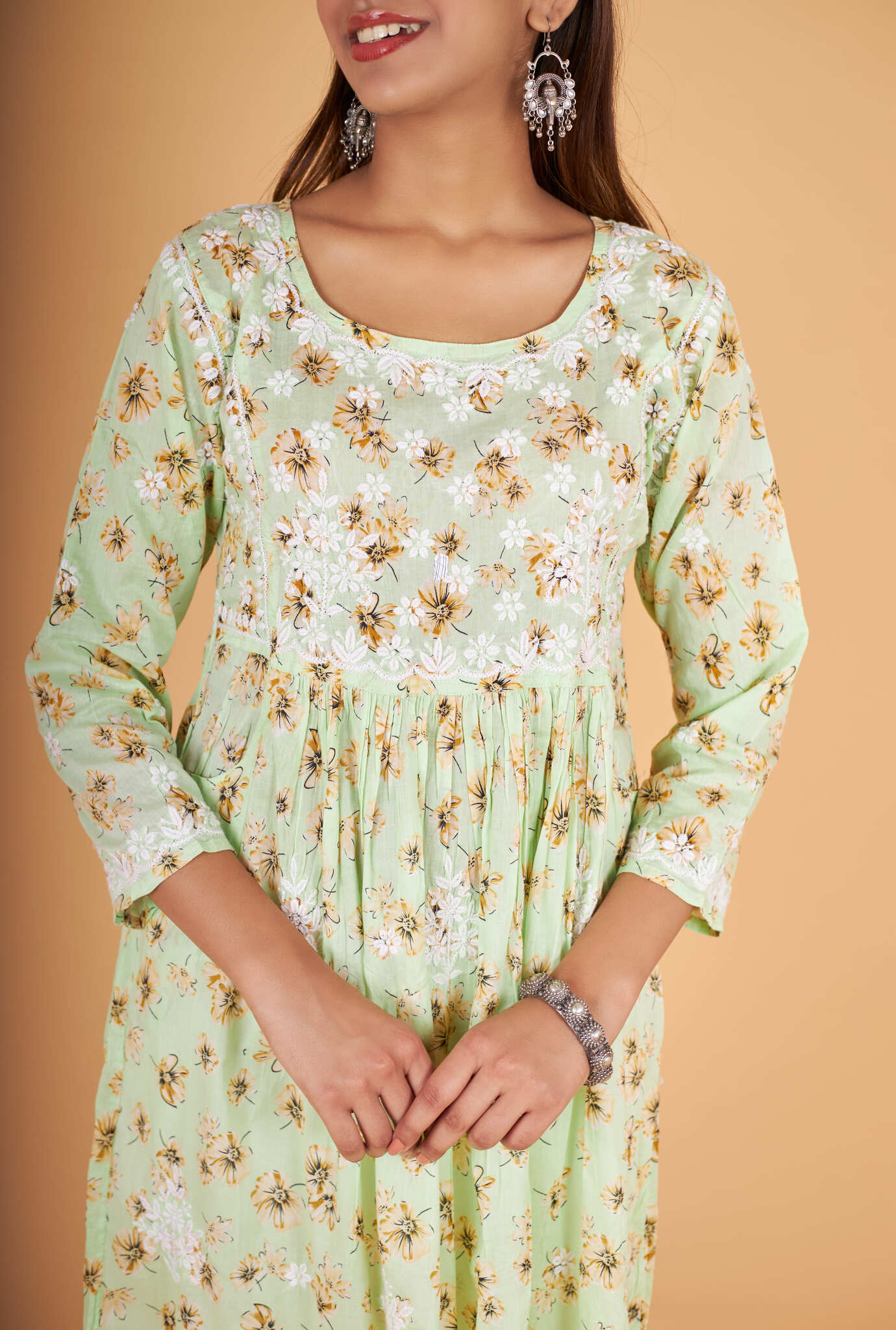 Arsh Handcrafted MulMul Cotton Printed Gown Dress - Image 4