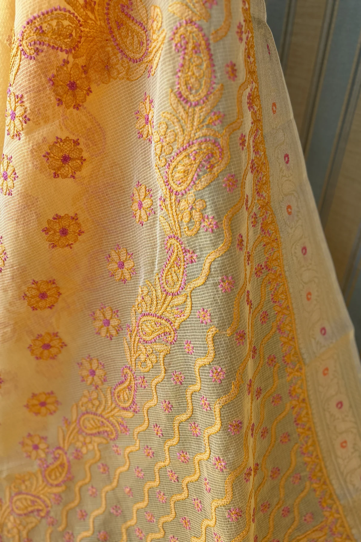 Arsh handcrafted Chikankari Kota Silk Banarasi Saree - Image 8