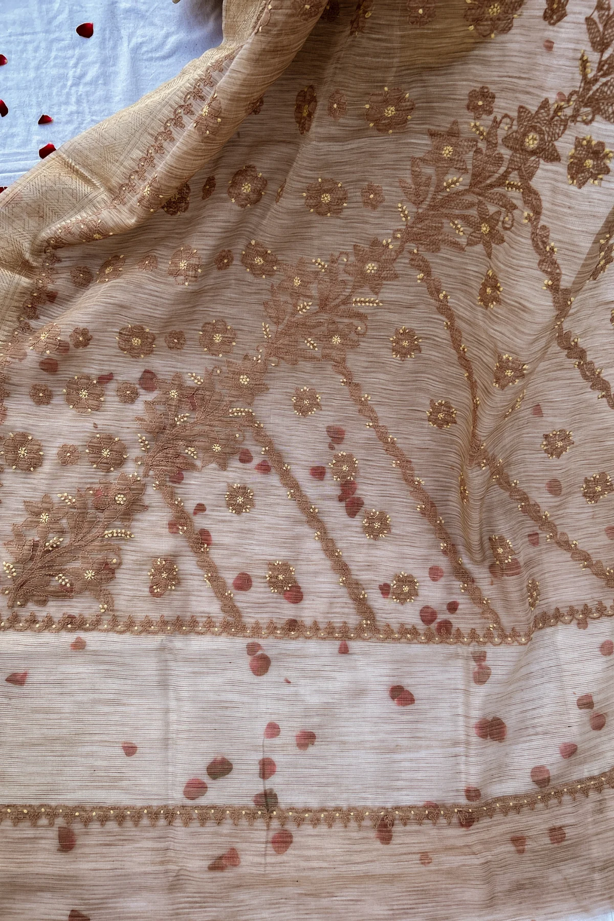 Arsh Hand Embroidered Banarasi Tissue Chikan Saree - Image 6