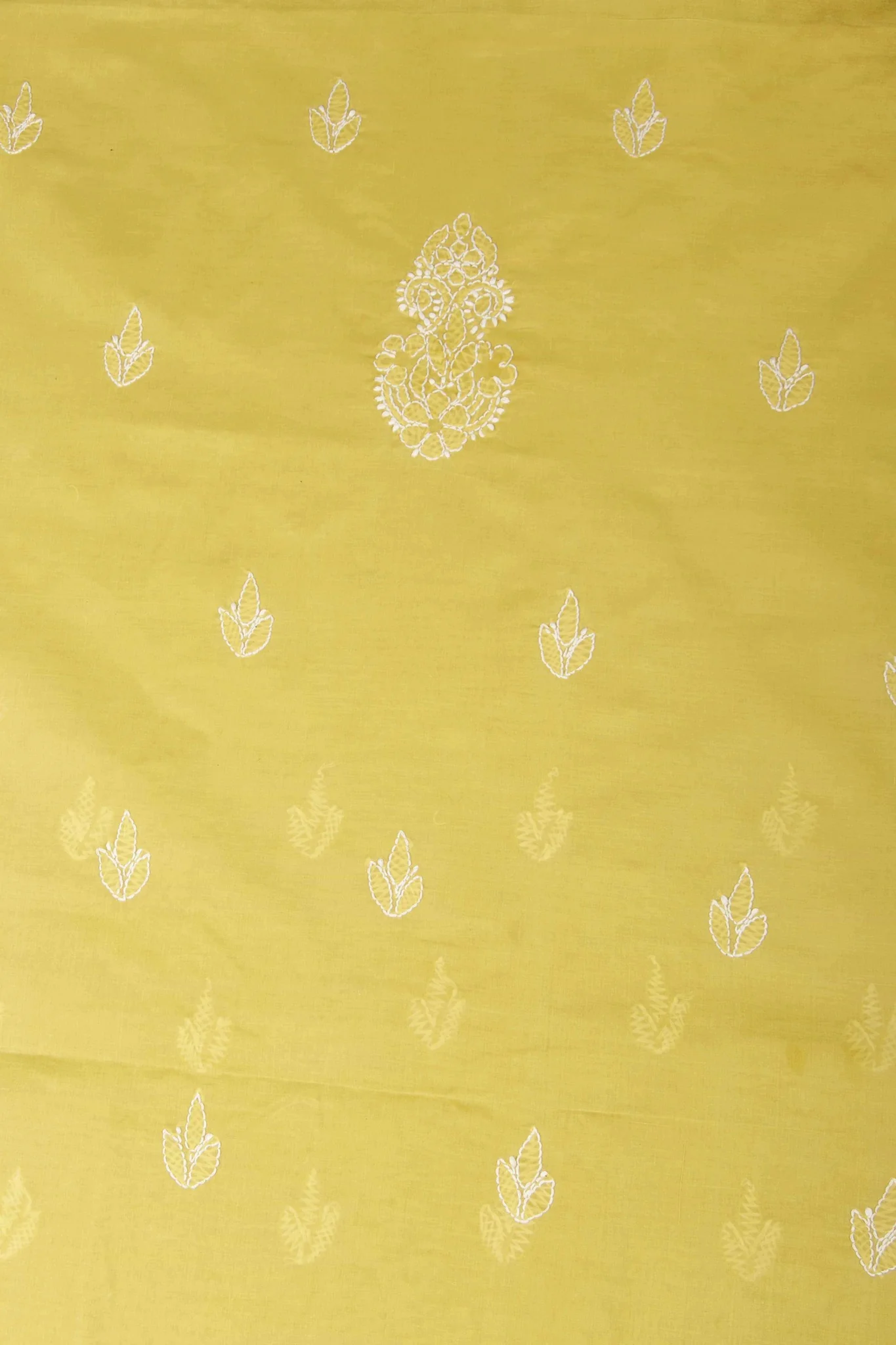 Arsh Handcrafted Tellow-Green Panel Jaali Cotton Unstitched 3pc Suit - Image 4