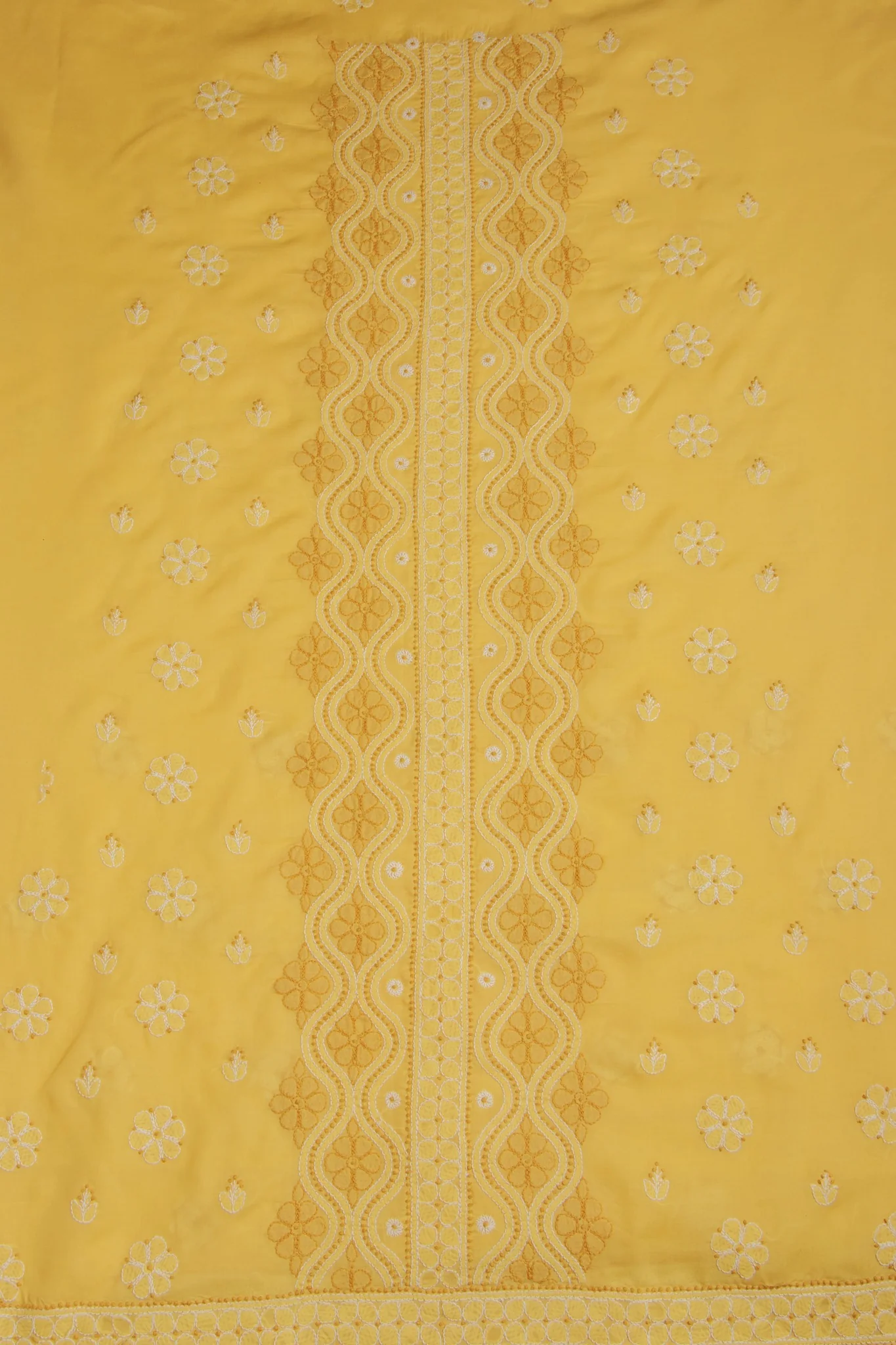 Arsh Handcrafted Yellow Cotton Unstitched 3pc Suit - Image 3