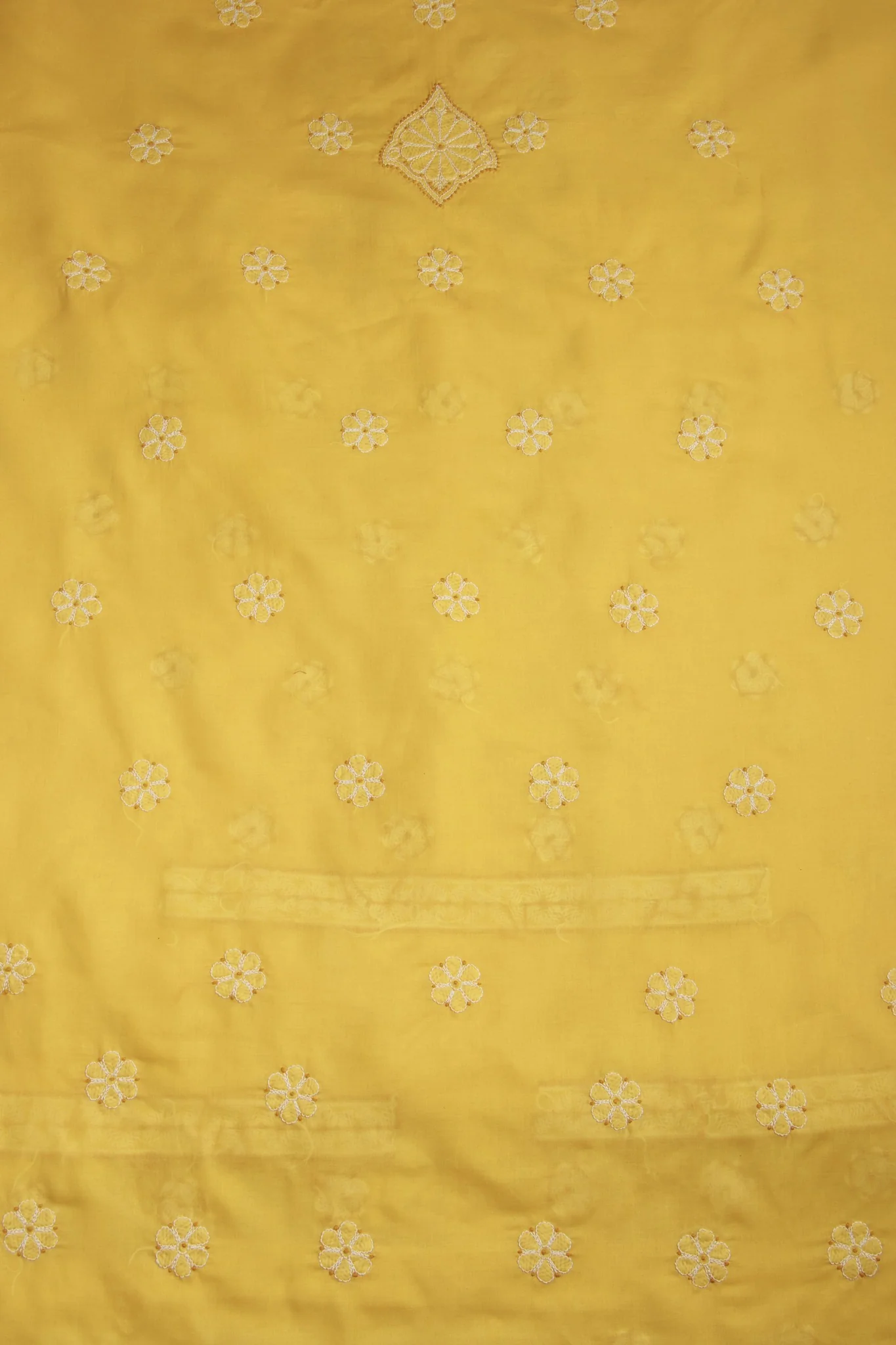 Arsh Handcrafted Yellow Cotton Unstitched 3pc Suit - Image 4