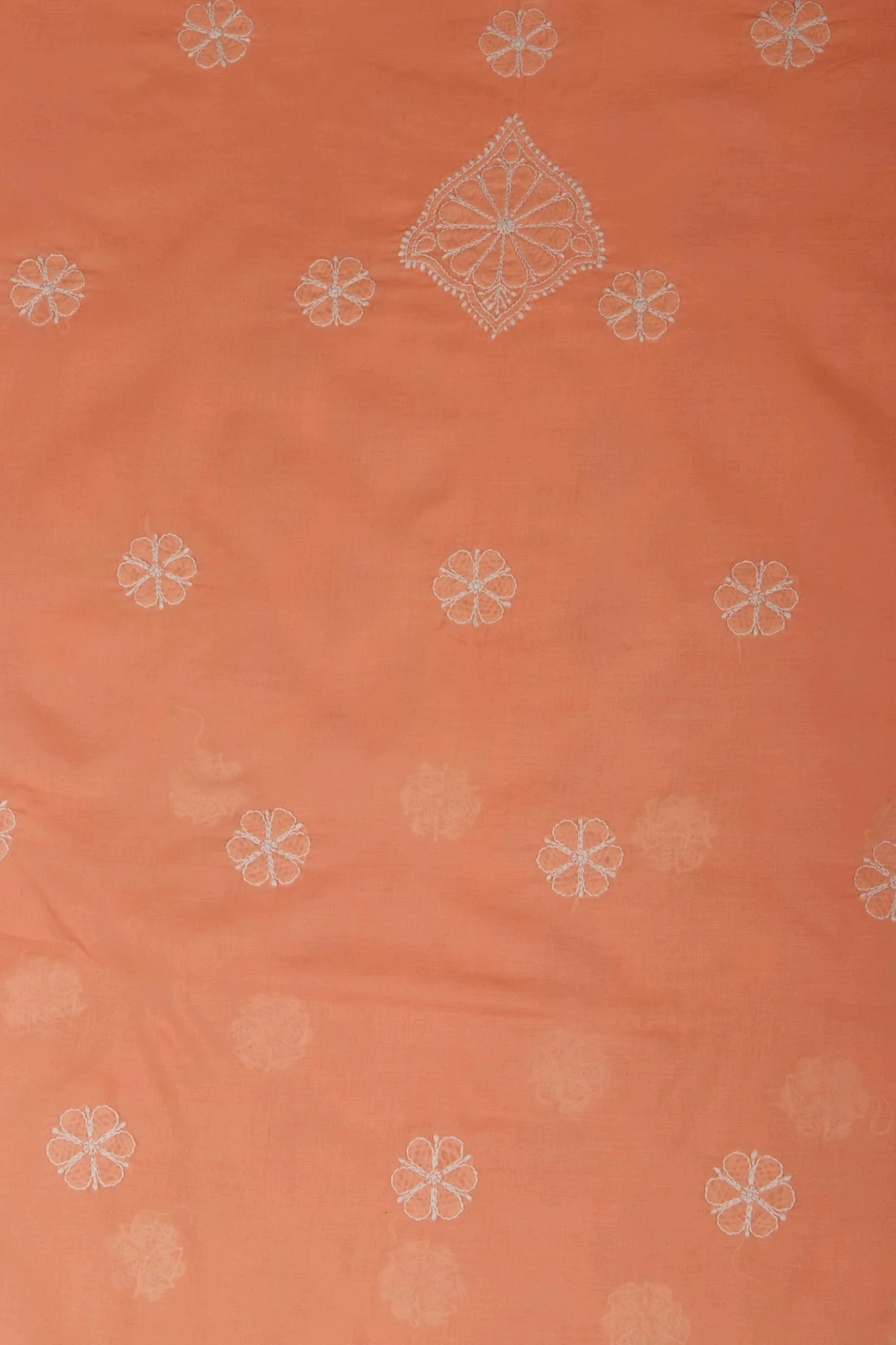 Arsh Handcrafted Pastel Orange Cotton Unstitched 3pc Suit - Image 4