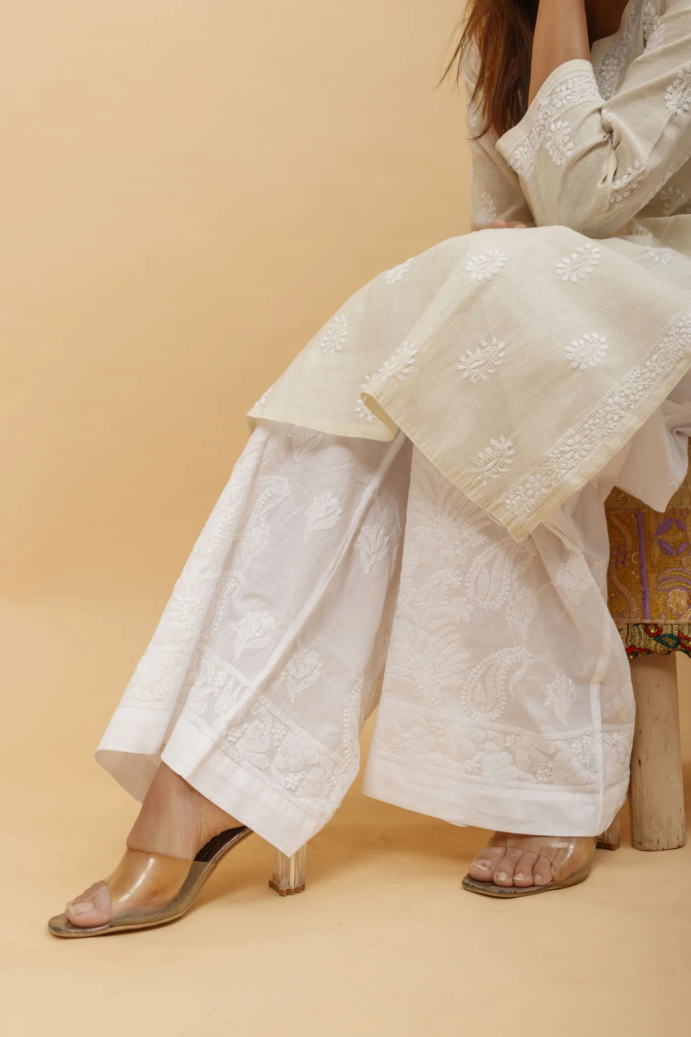 Arsh Handcrafted Pure Cotton Chikankari Plazzo - Image 2