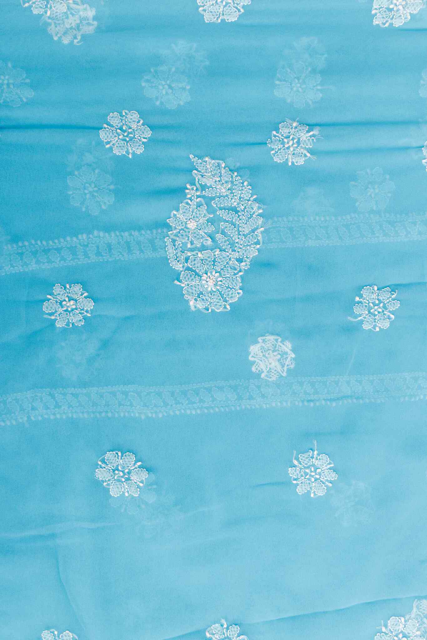Arsh Handcrafted Parsi Neck Front Jaal Georgette Unstitched Chikankari 3pc Suit - Image 5