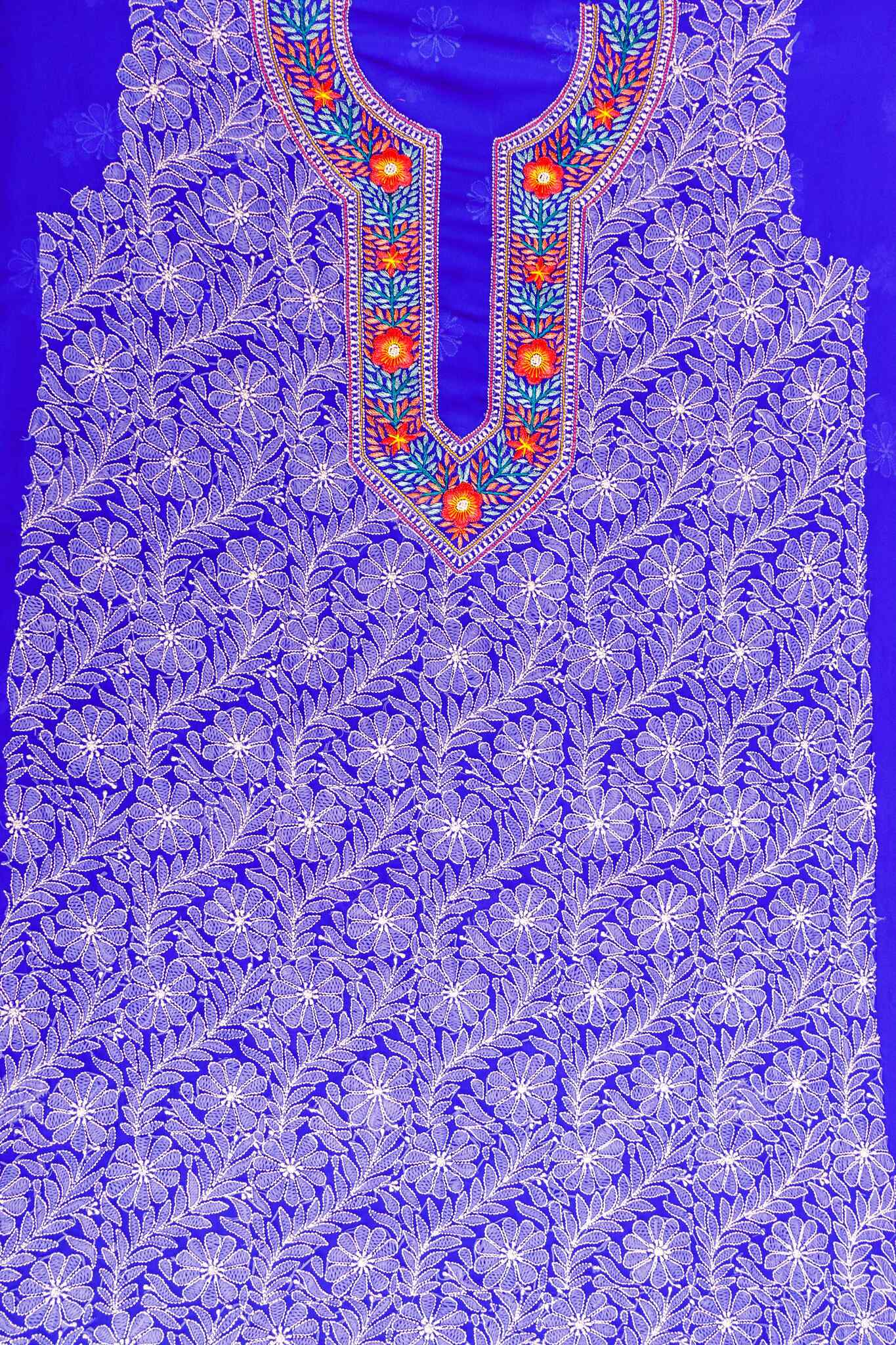 Arsh Handcrafted Parsi Neck Front Jaal Georgette Unstitched Chikankari 3pc Suit - Image 2