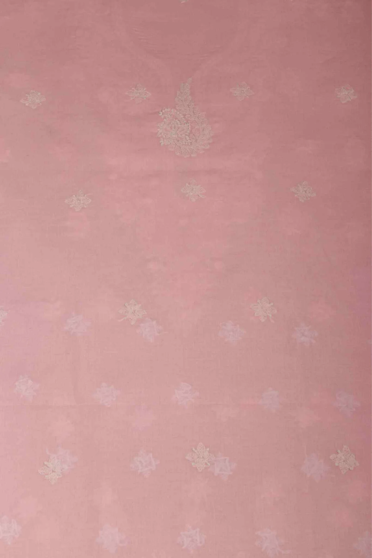 Arsh Handcrafted Pastel Peach Cotton Unstitched Chikankari 3pc Suit - Image 2