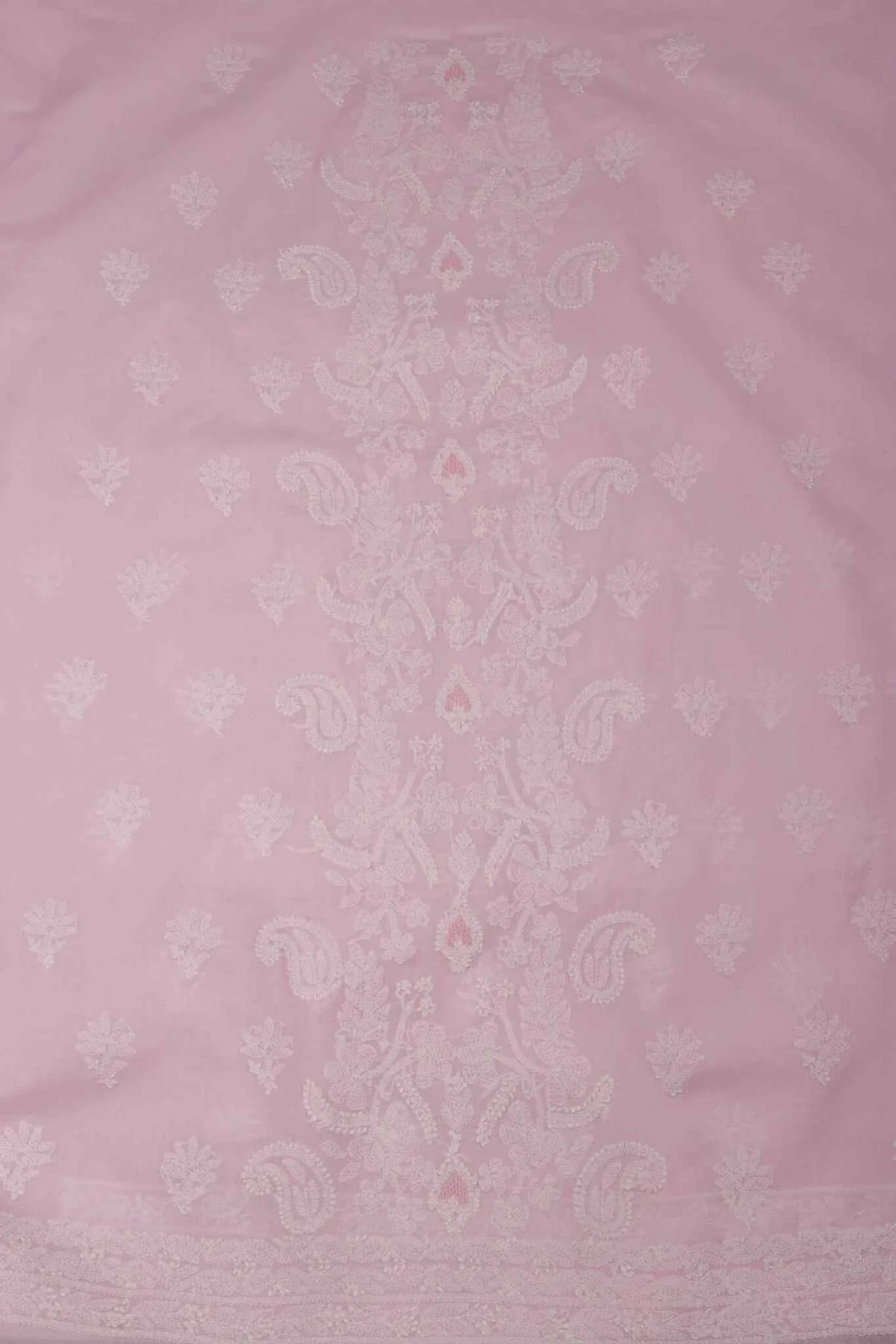 Arsh Handcrafted Pink Panel Jaali Cotton Unstitched 3pc Suit - Image 2