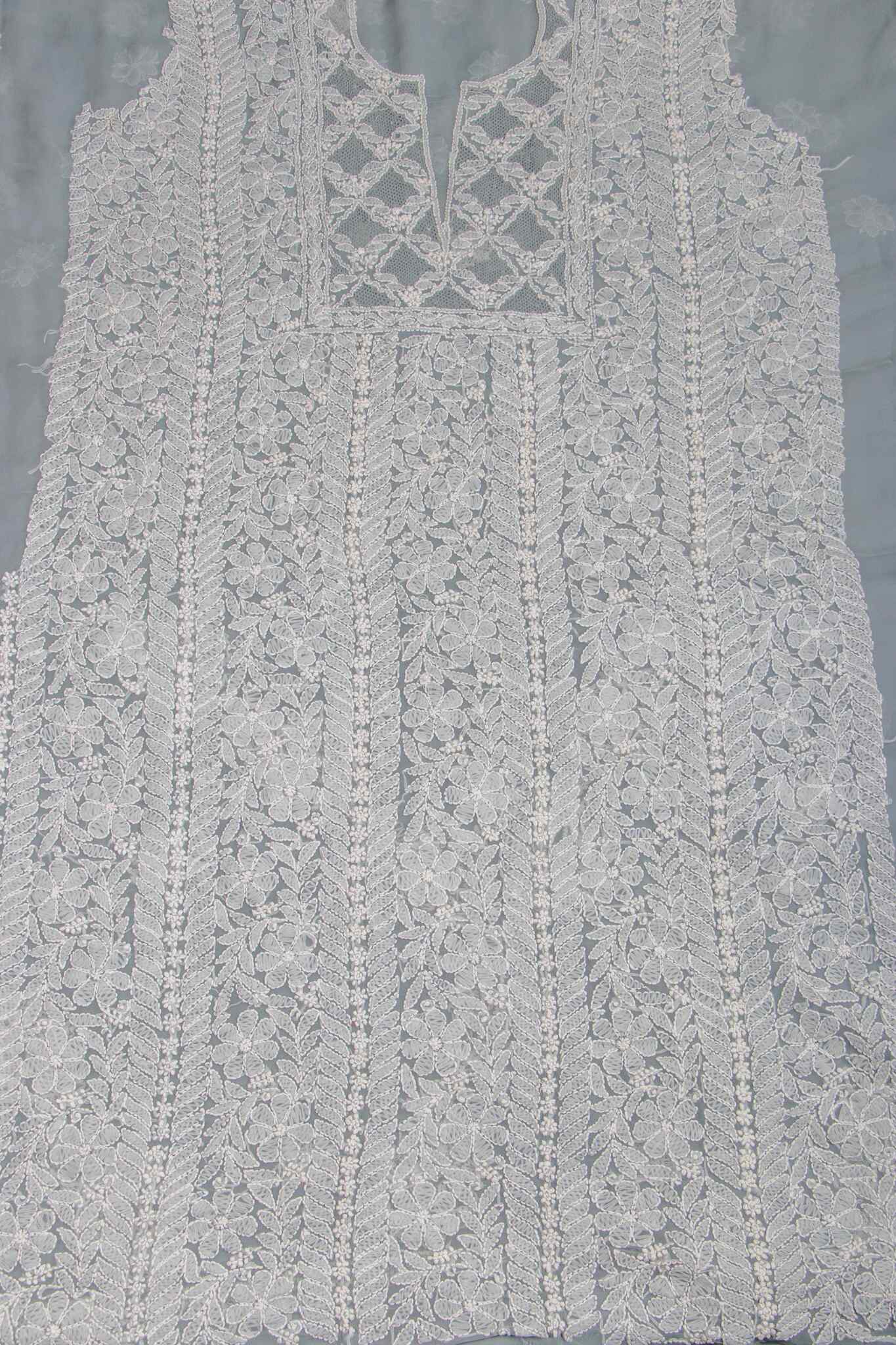 Arsh Handcrafted Grey Georgette Unstitched Chikankari 3pc Suit - Image 2