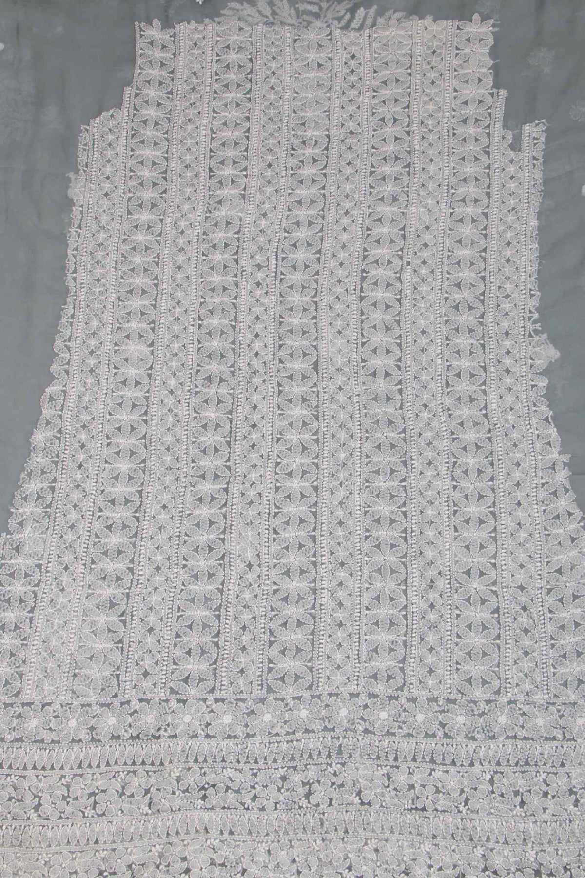 Arsh Handcrafted Steel Grey Georgette Unstitched Chikankari 3pc Suit - Image 3