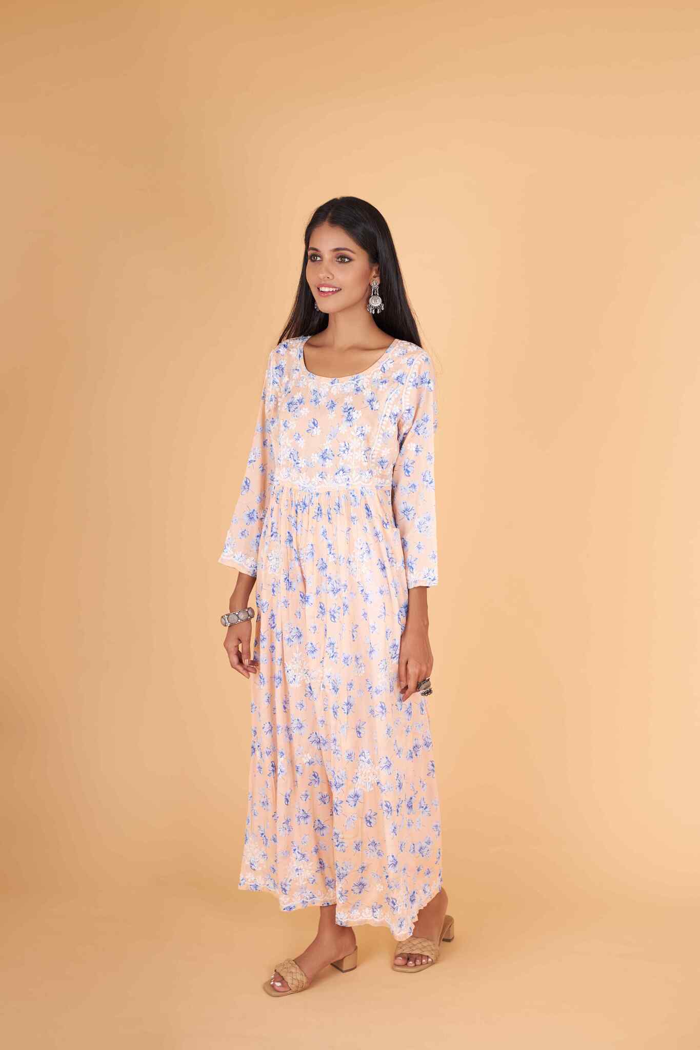 Arsh Handcrafted MulMul Cotton Printed Gown Dress - Image 2