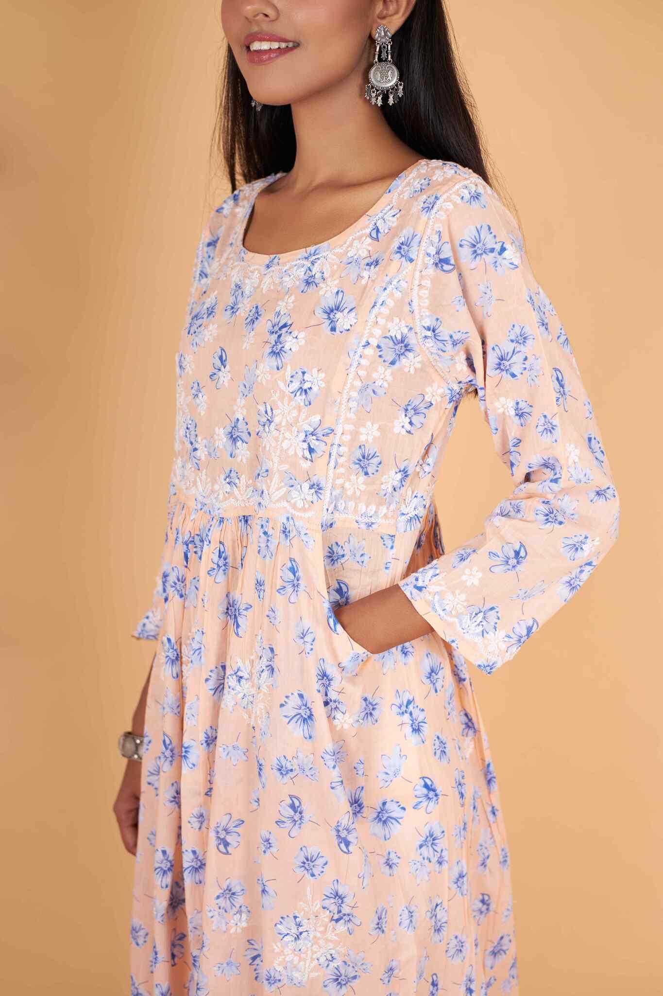 Arsh Handcrafted MulMul Cotton Printed Gown Dress - Image 3