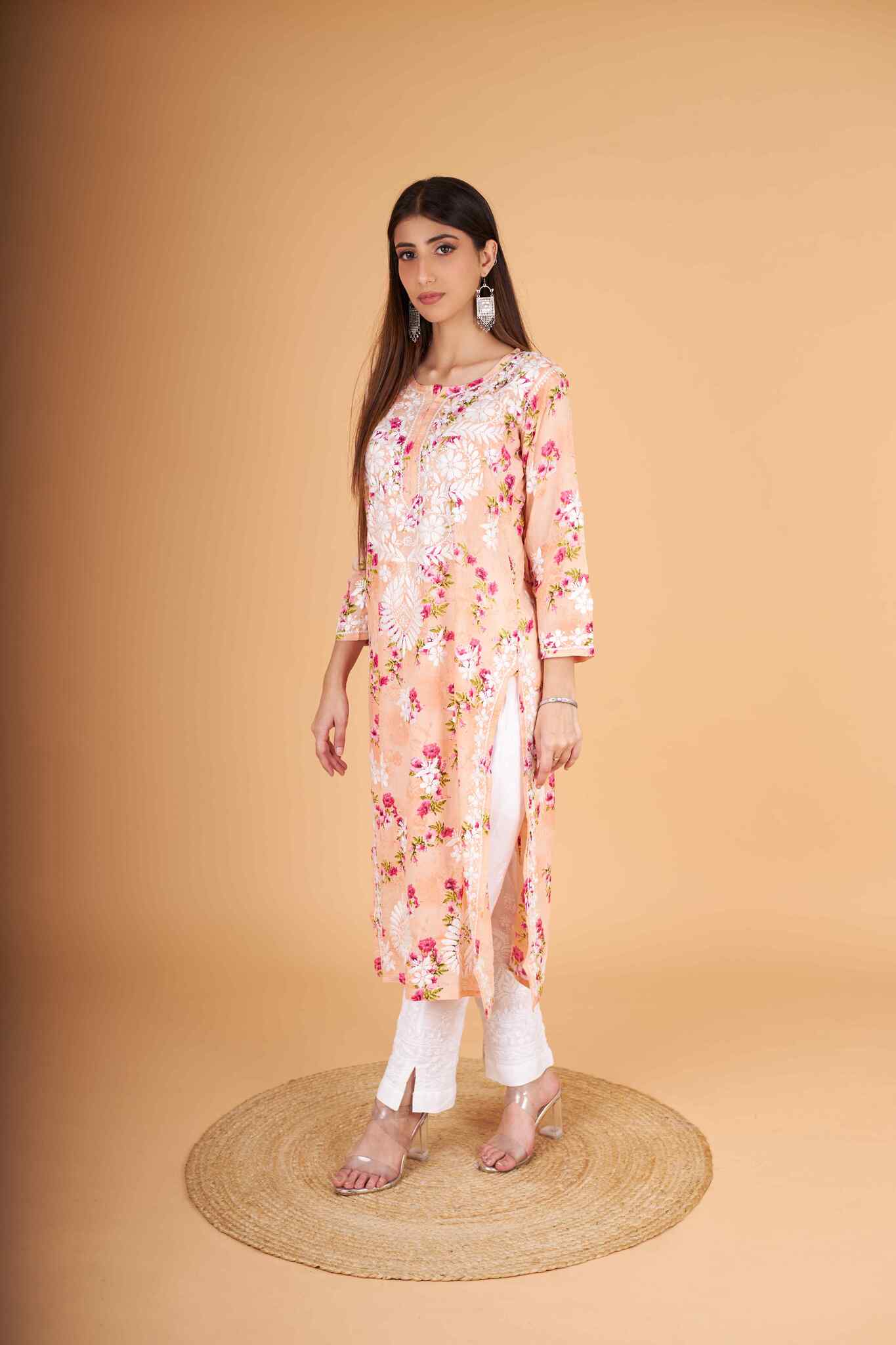 Arsh Handcrafted MulMul Cotton Printed Chikankari Kurti - Image 2