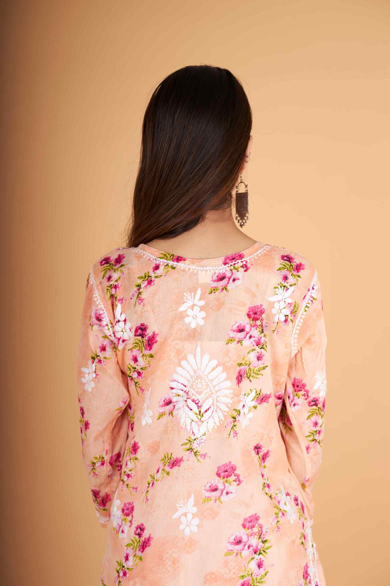 Arsh Handcrafted MulMul Cotton Printed Chikankari Kurti - Image 5