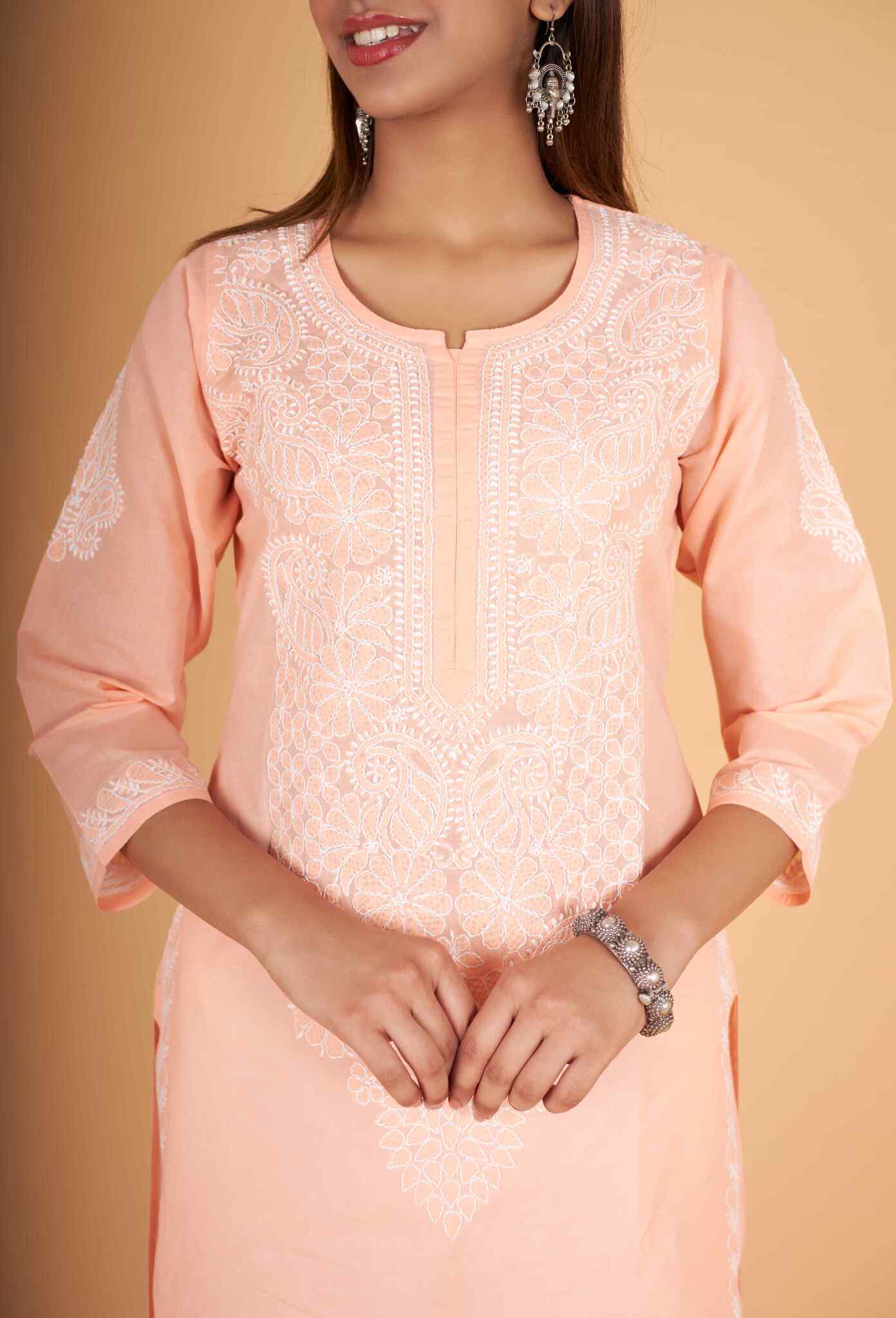 Arsh Handcrafted Pure Cotton Kashmiri Gala Kurti - Image 3