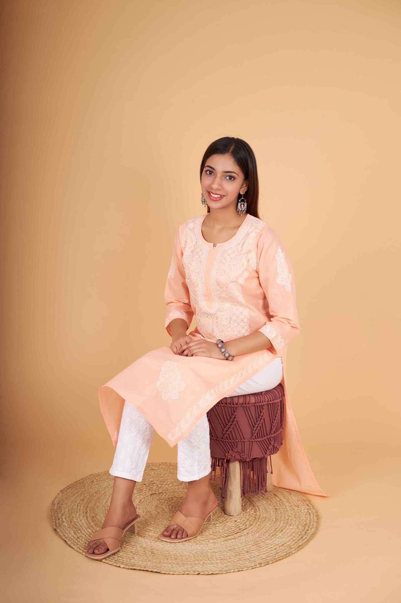 Arsh Handcrafted Pure Cotton Kashmiri Gala Kurti - Image 4