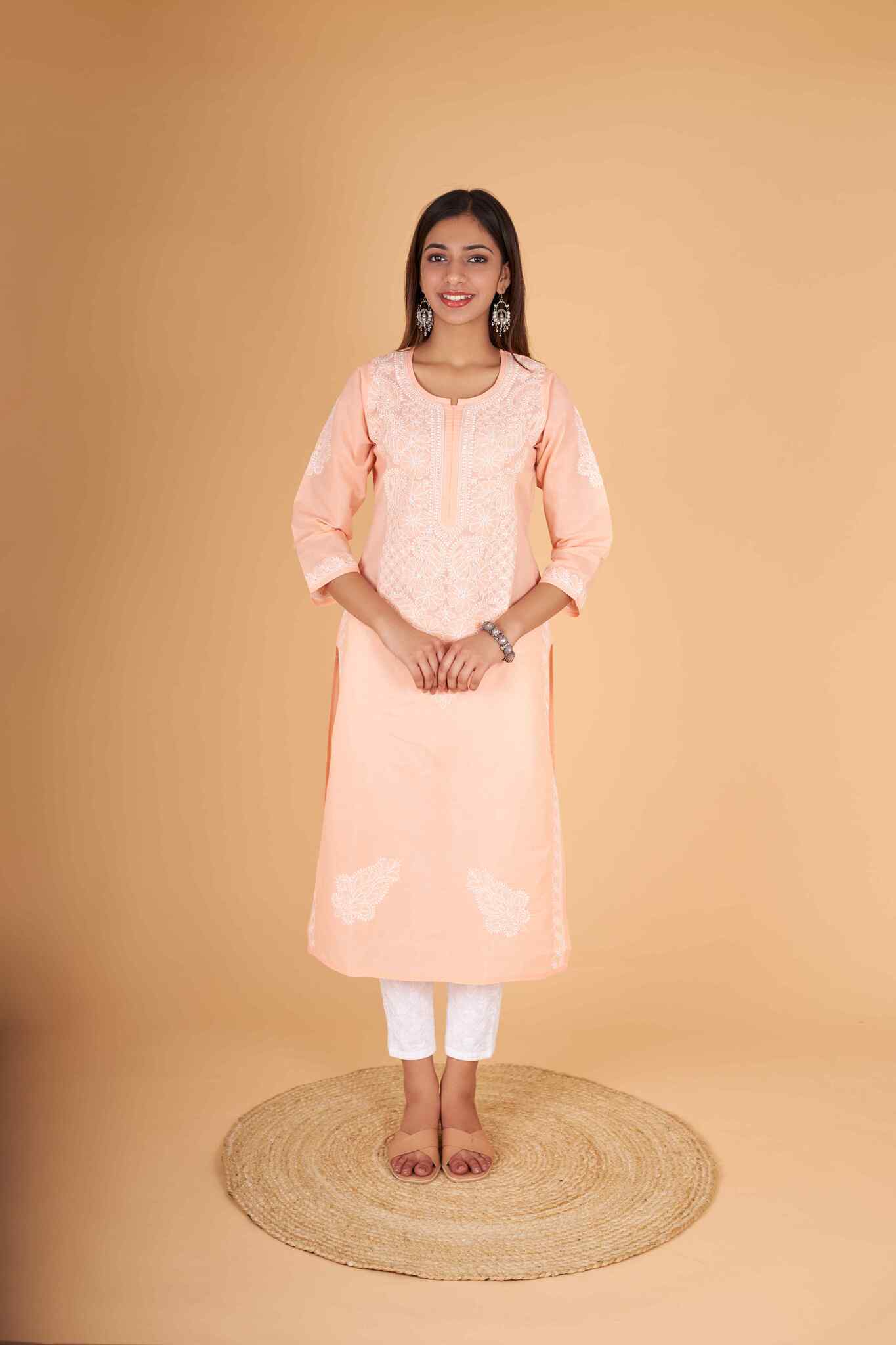Arsh Handcrafted Pure Cotton Kashmiri Gala Kurti - Image 5
