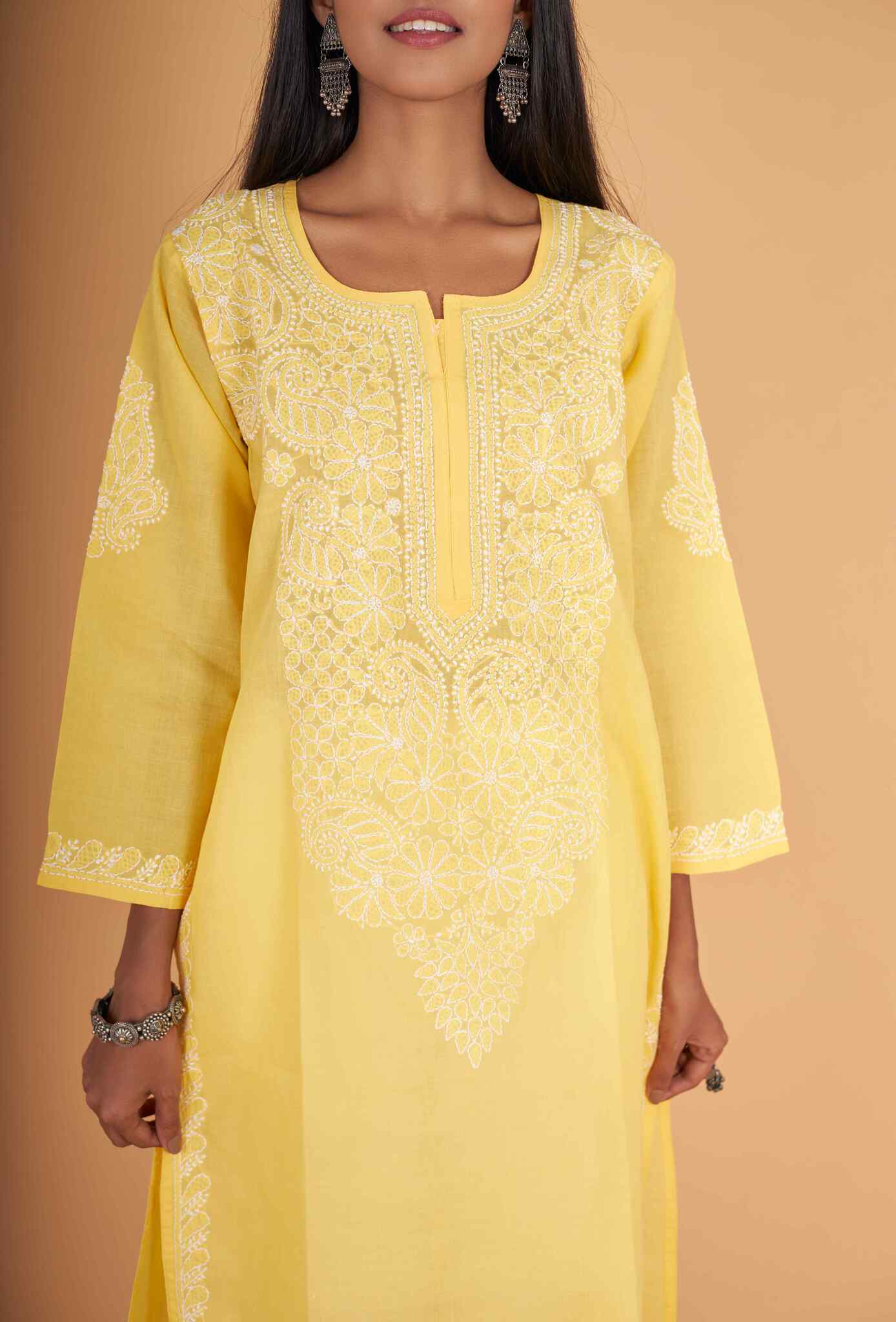 Arsh Handcrafted Pure Cotton Kashmiri Gala Kurti - Image 2