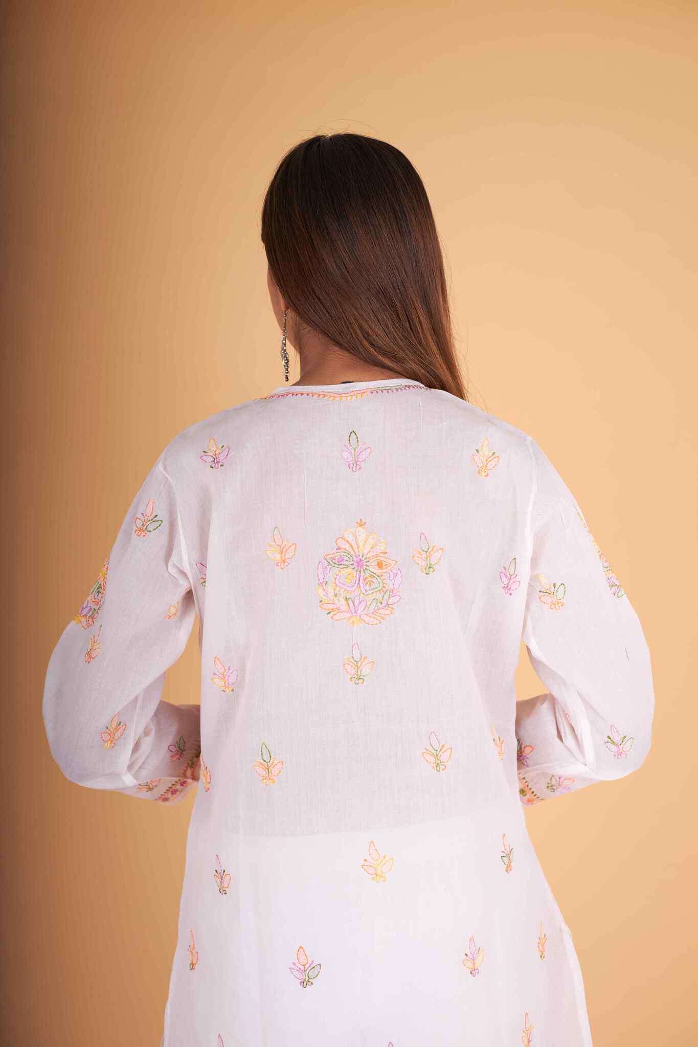 Arsh Handcrafted Multi on White Cotton Kurti - Image 4