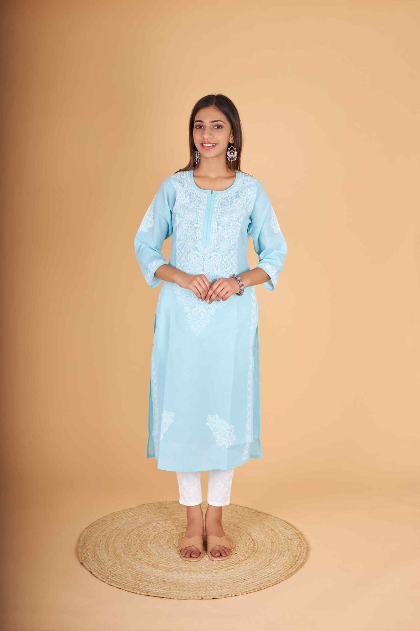 Arsh Handcrafted Pure Cotton Kashmiri Gala Kurti - Image 5