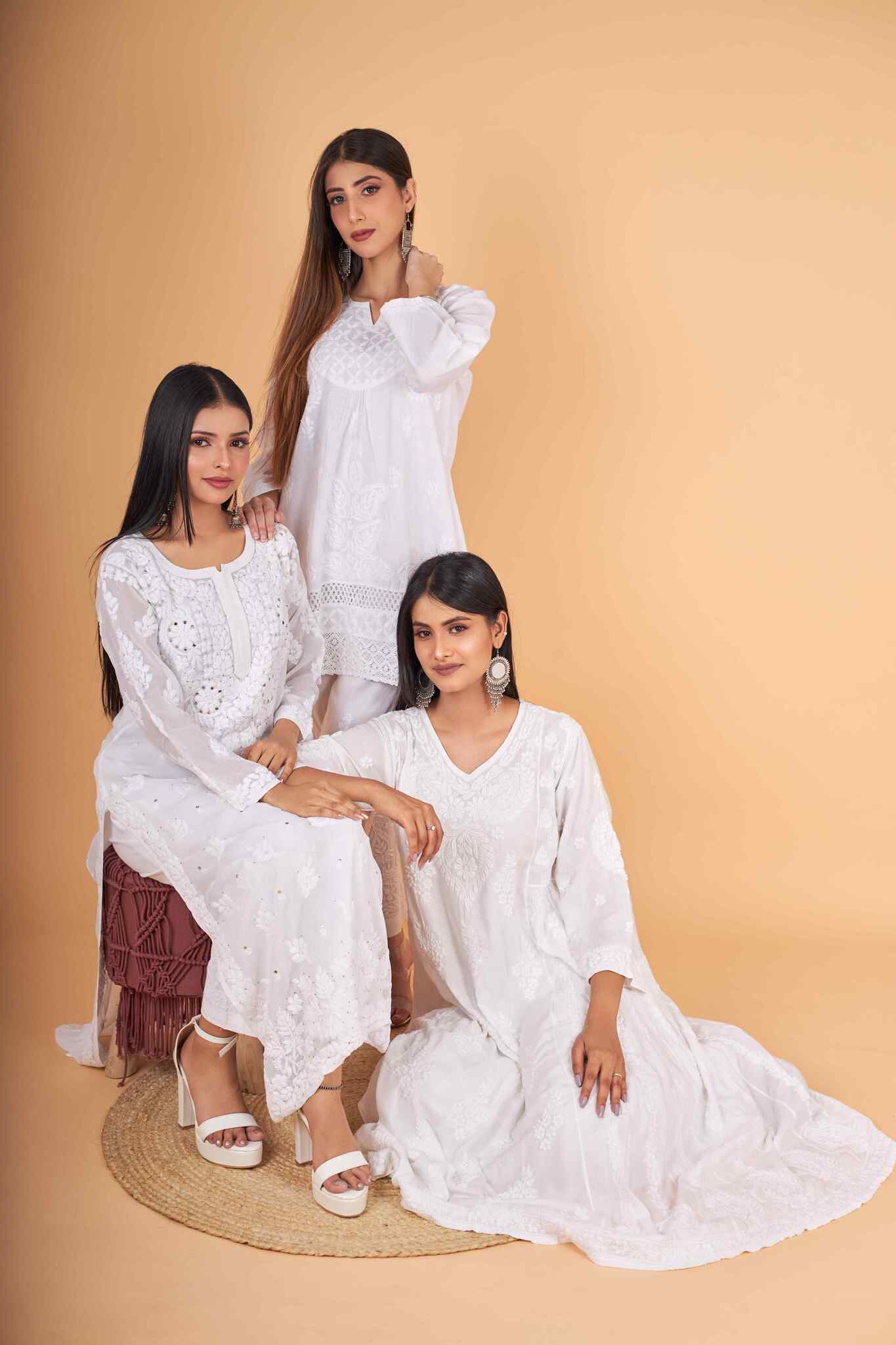 Arsh Handcrafted Kalidar White Pure Modal Gown Dress - Image 6