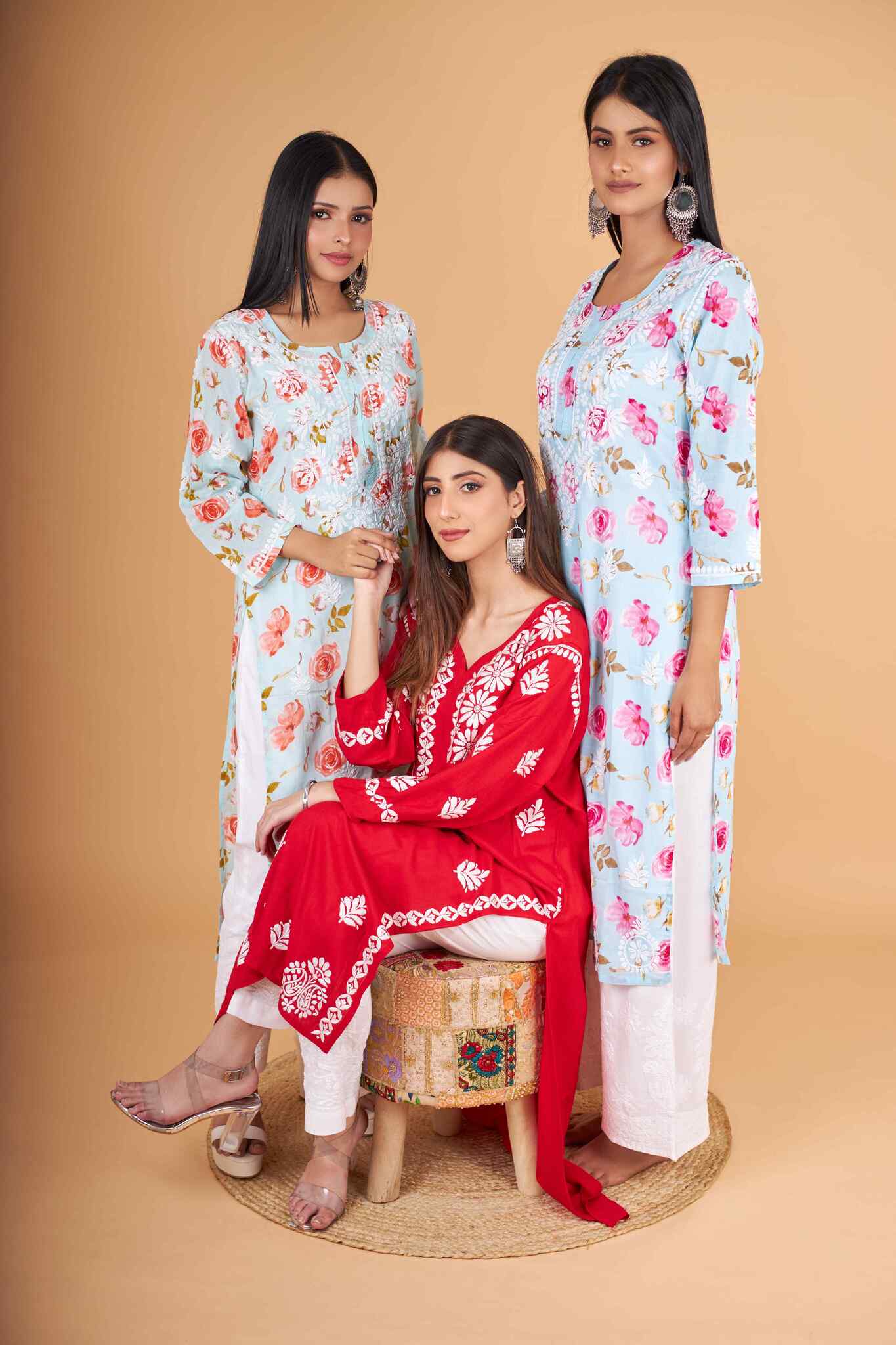 Arsh Handcrafted MulMul Cotton Printed Chikankari Kurti - Image 6