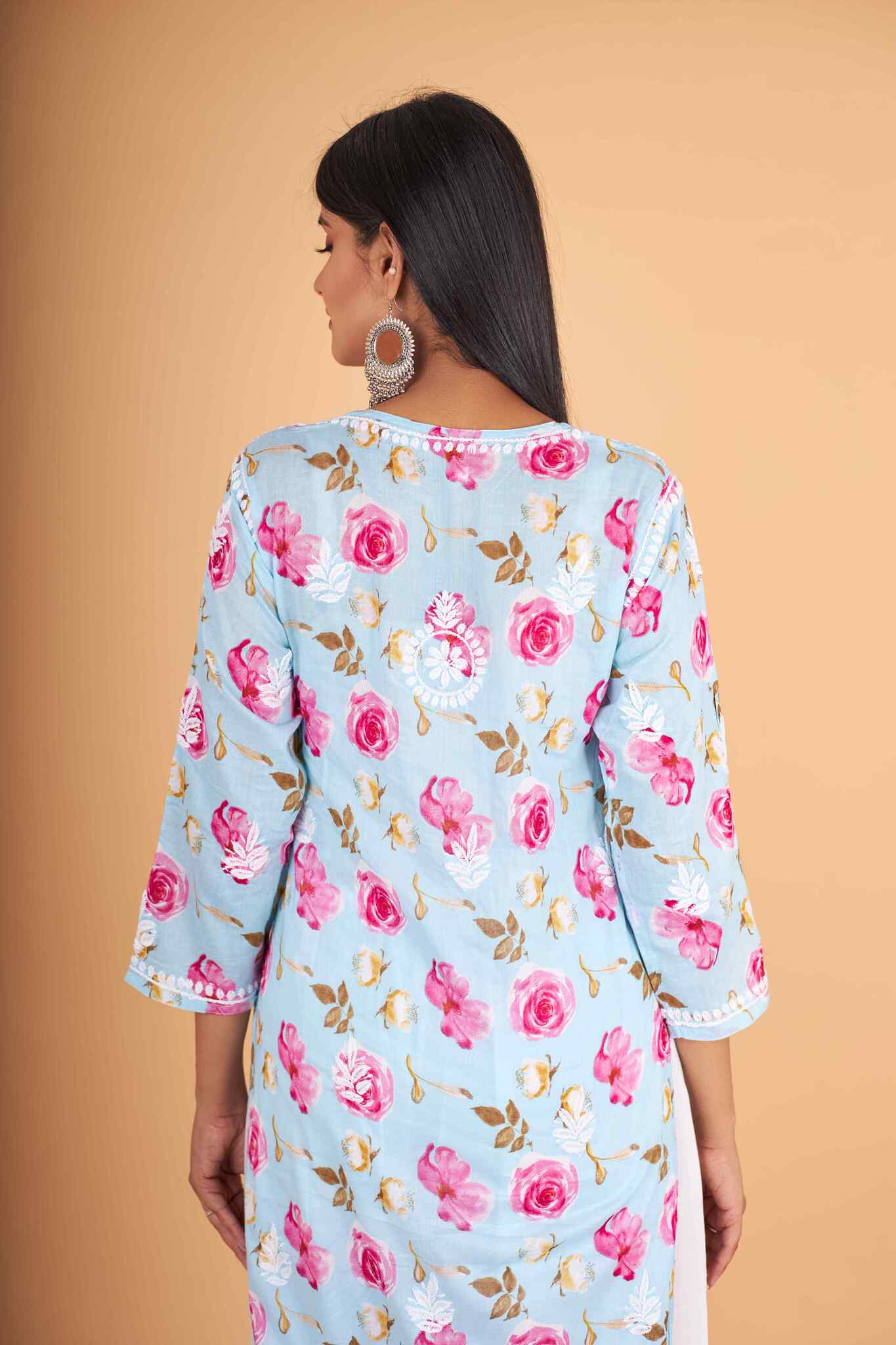 Arsh Handcrafted MulMul Cotton Printed Chikankari Kurti - Image 4