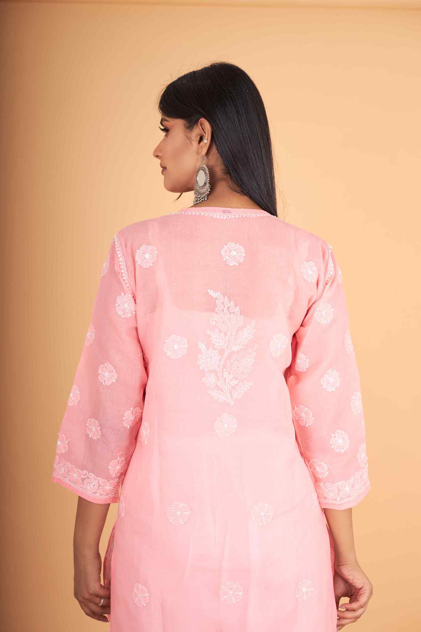 Arsh Handcrafted Dark Peach Front Jaal with handmade Jaali Kurti - Image 4