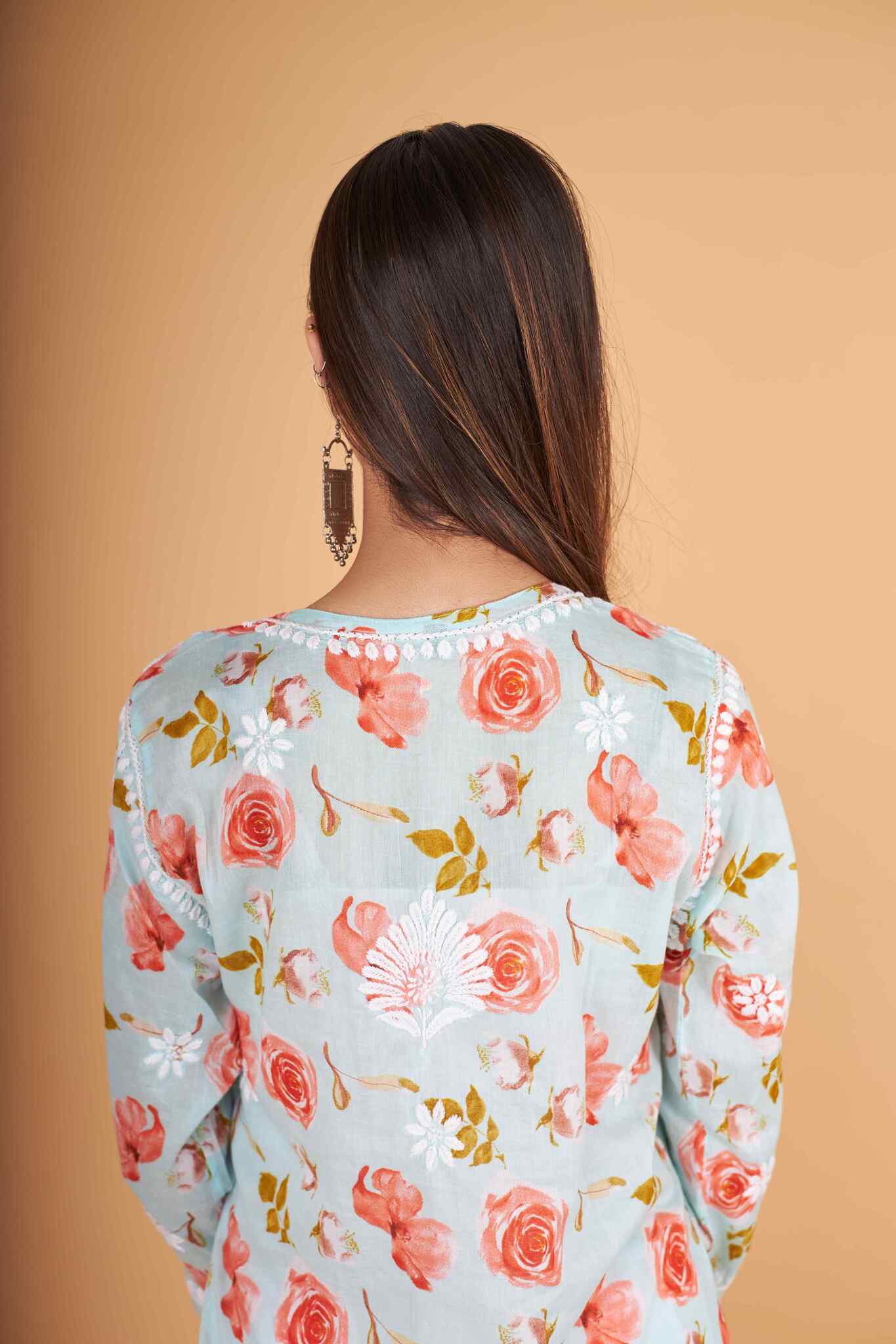 Arsh Handcrafted MulMul Cotton Printed Chikankari Kurti - Image 4