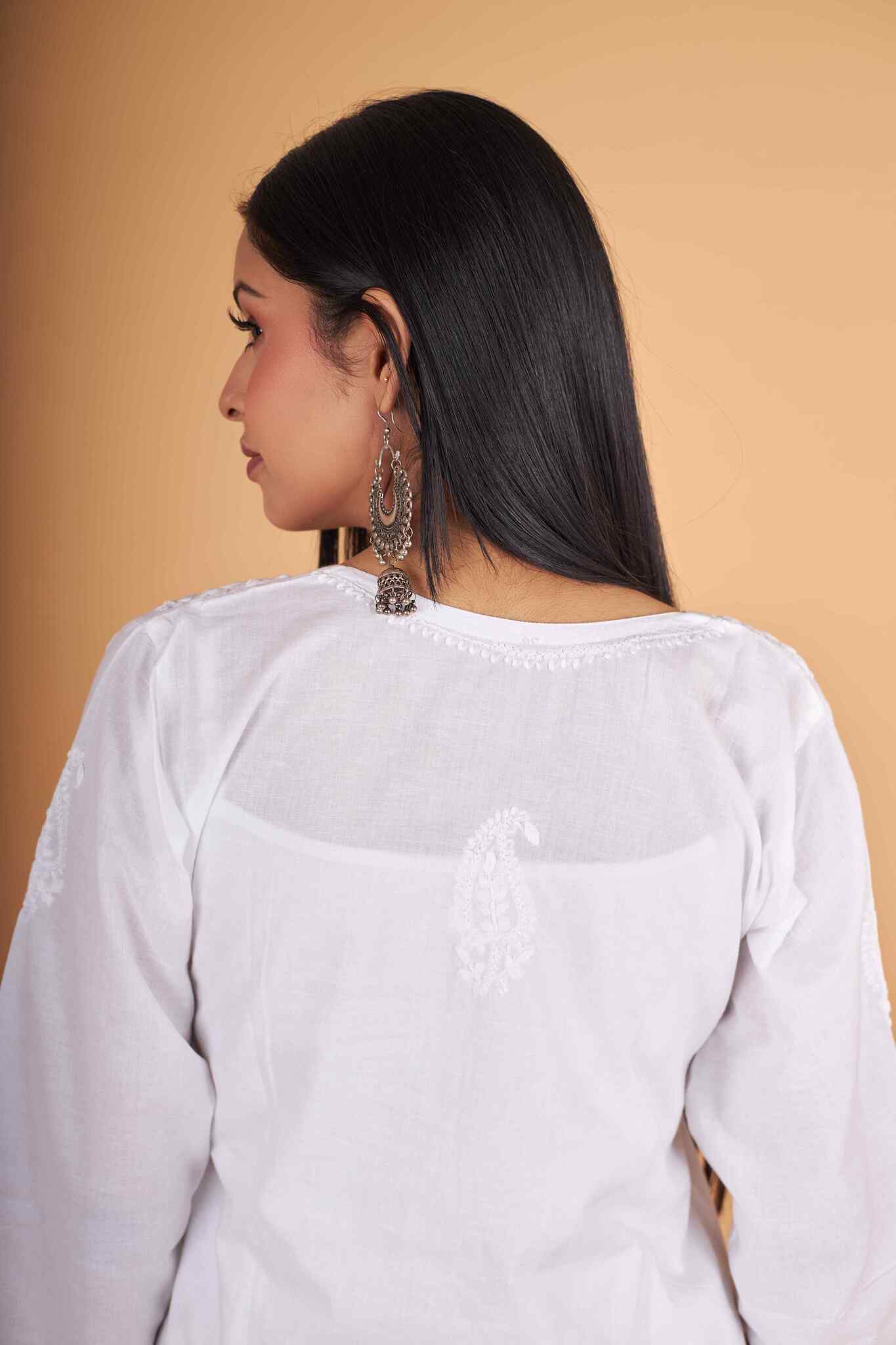 Arsh Handcrafted Pure Cotton Yog Gala Booti Short Top - Image 5