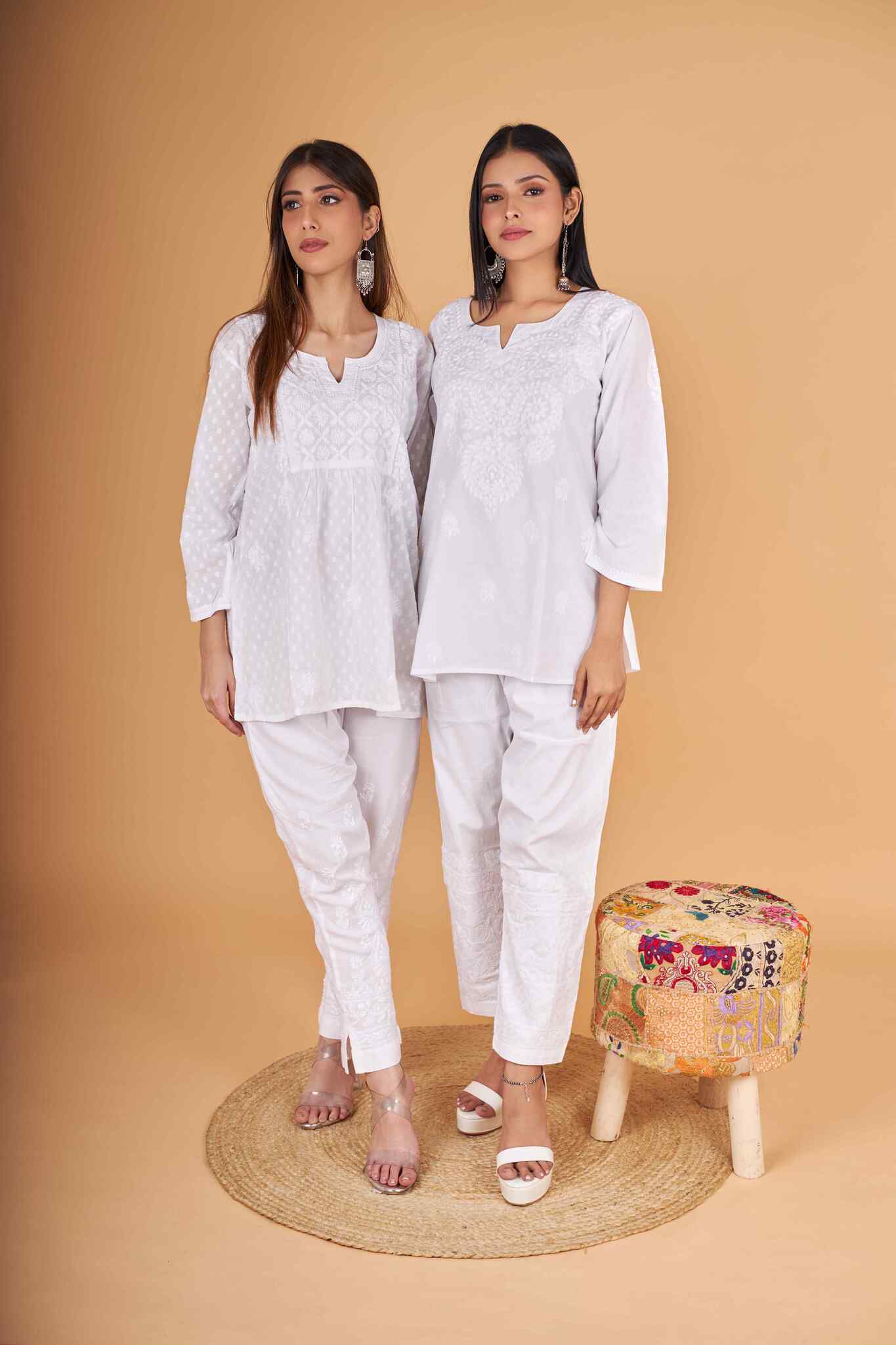 Arsh Handcrafted Pure Cotton Yog Gala Booti Short Top - Image 6