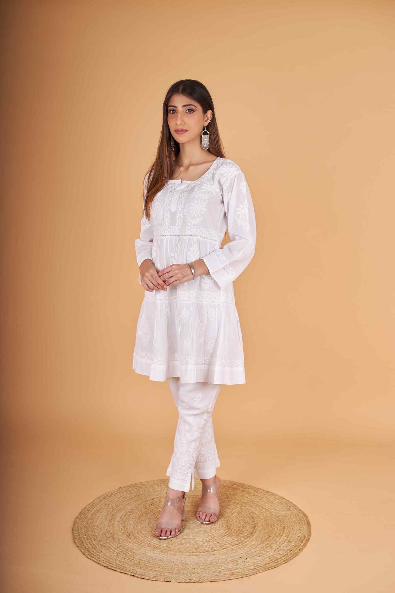 Arsh Handcrafted Pure Cotton 3 way stitched Self Short Top - Image 2