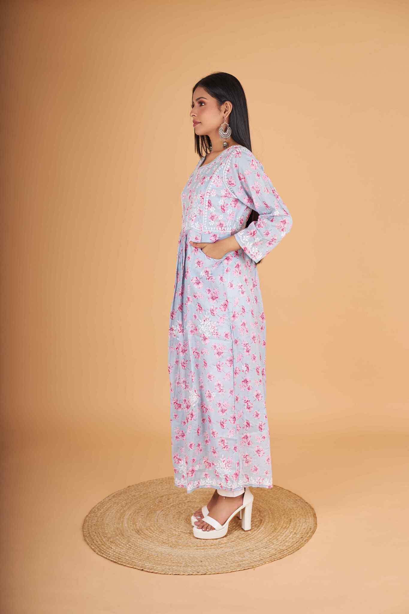 Arsh Handcrafted MulMul Cotton Printed Gown Dress - Image 2