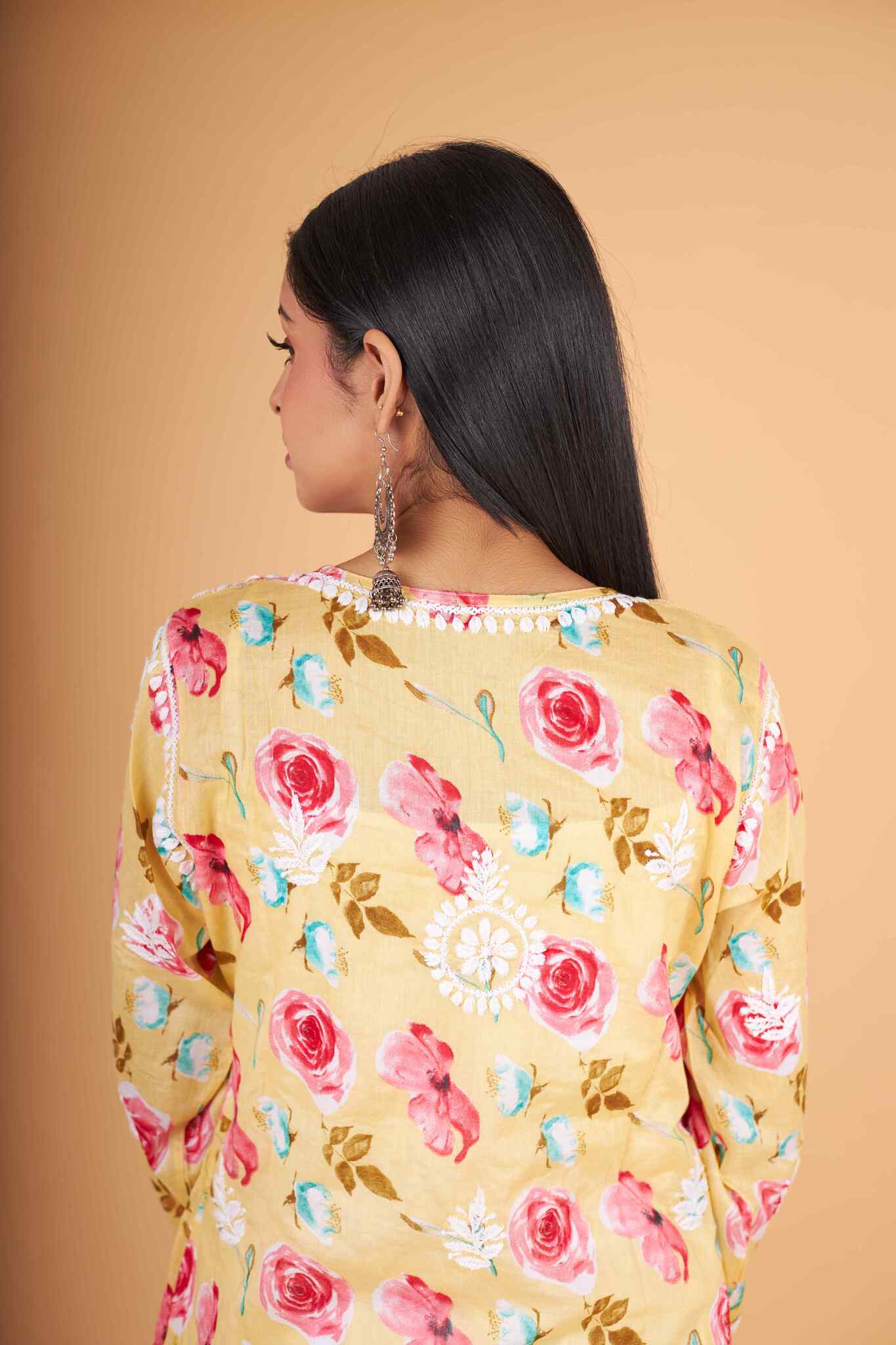 Arsh Handcrafted MulMul Cotton Printed Chikankari Kurti - Image 4