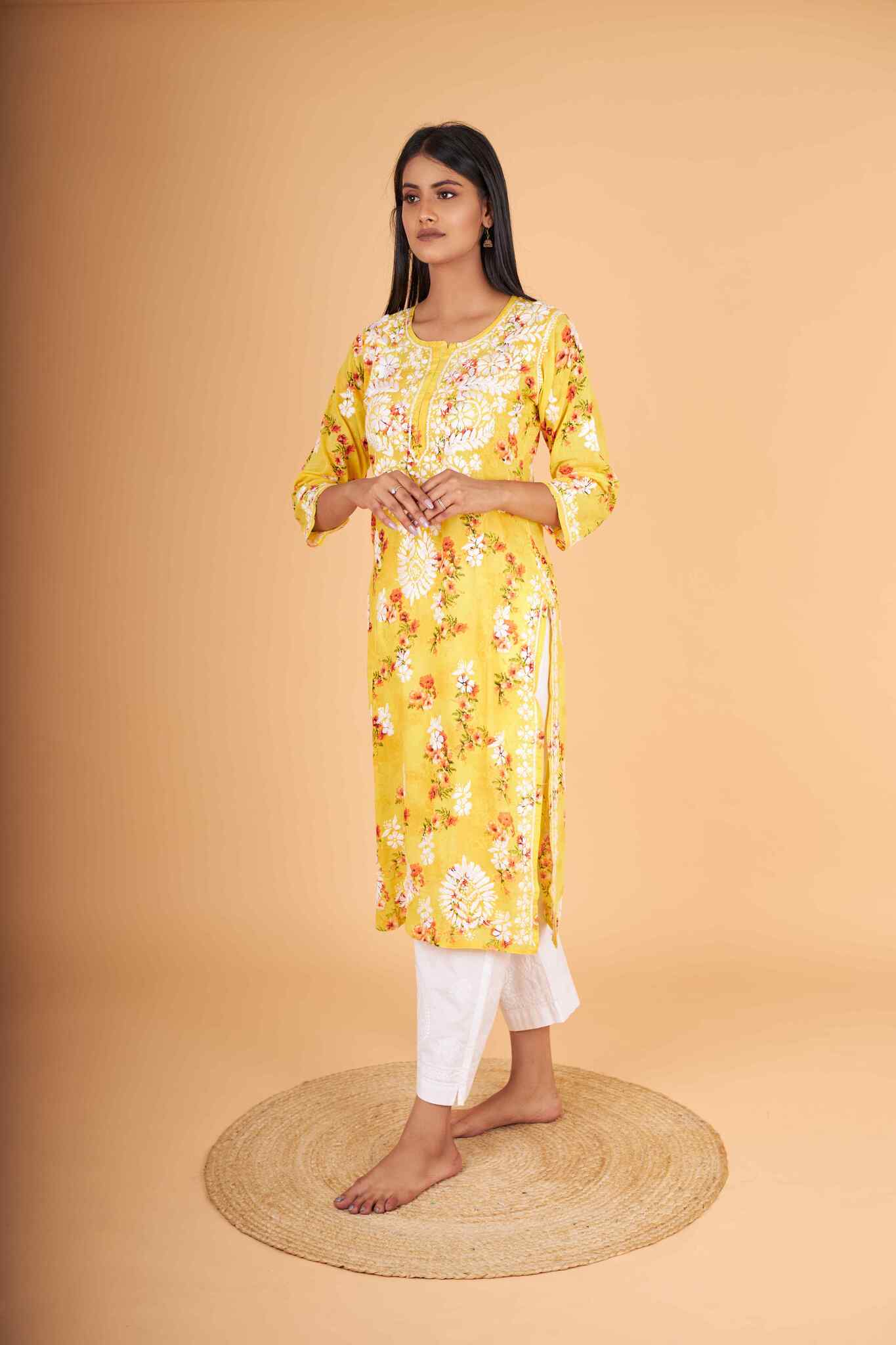 Arsh Handcrafted MulMul Cotton Printed Chikankari Kurti - Image 5