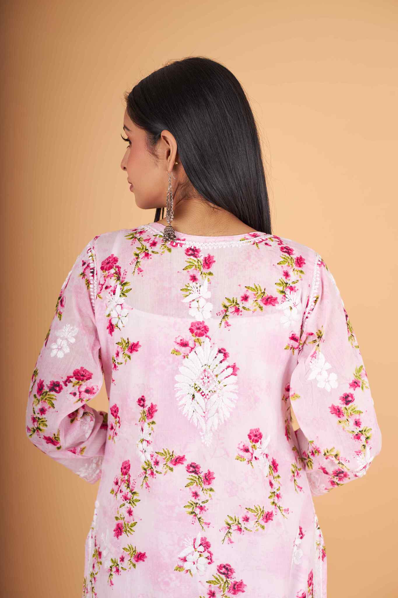 Arsh Handcrafted MulMul Cotton Printed Chikankari Kurti - Image 3
